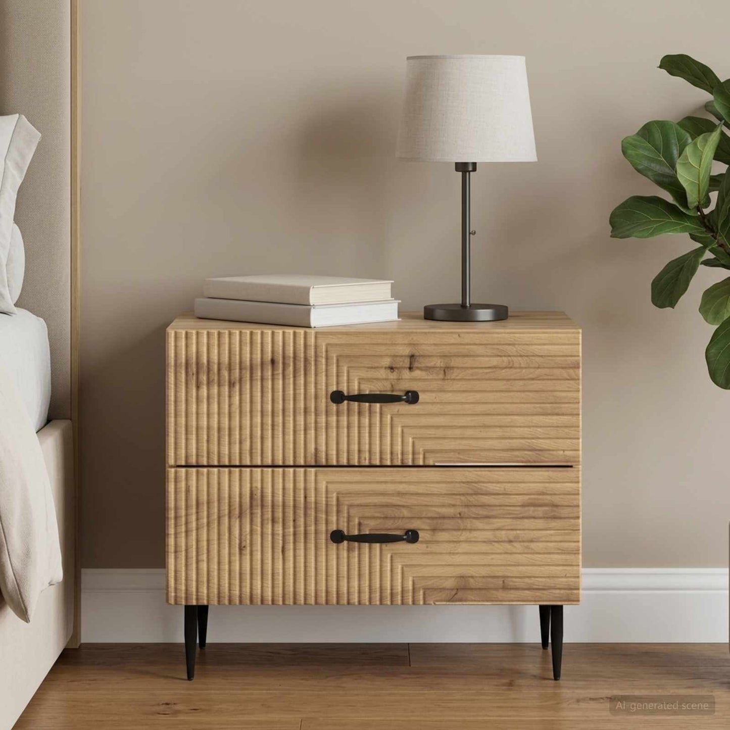 vidaXL Κομοδίνο Artisan Δρυς 62 x 34,5 x 47,5 εκ Επεξεργασμένο Ξύλο