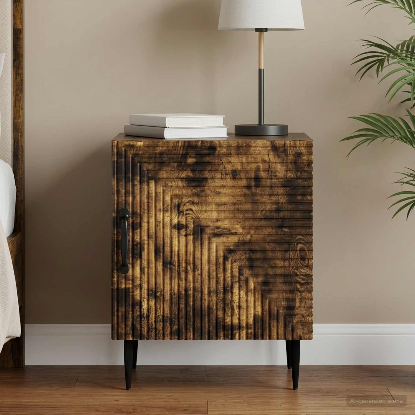 vidaXL Κομοδίνο Καπνισμένο Ξύλο Δρυός 43 x 34,5 x 50 εκ