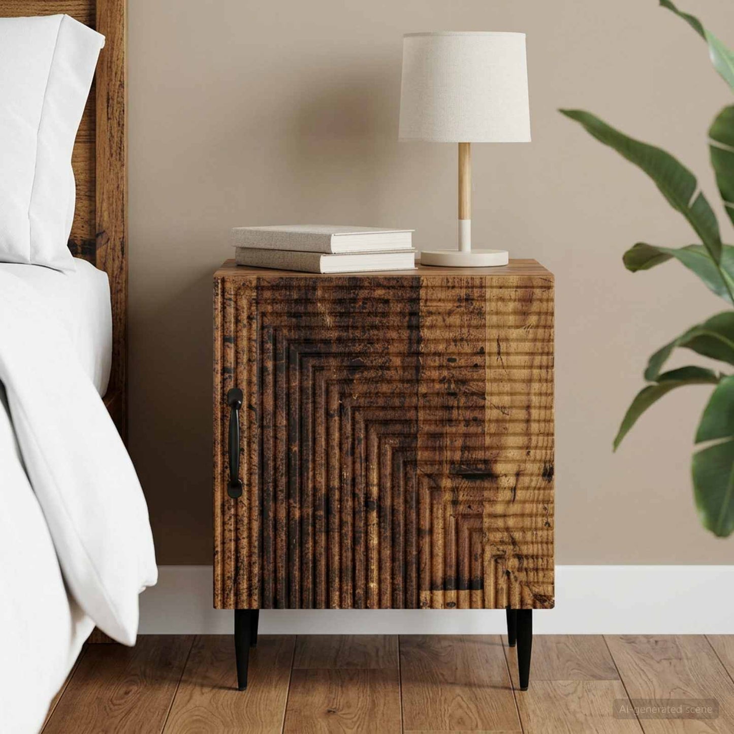 vidaXL Κομοδίνο Παλαιωμένο ξύλο 43 x 34,5 x 50 εκ Επεξεργασμένο Ξύλο