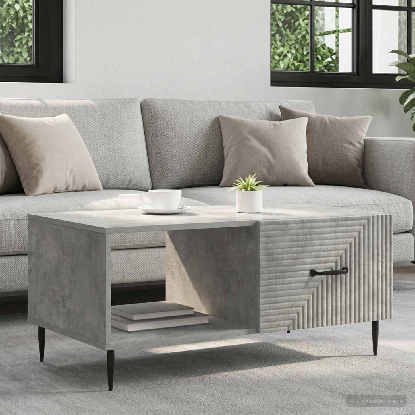vidaXL Τραπεζάκι σαλονιού Γκρι Σκυροδέματος 90 x 50 x 40 cm