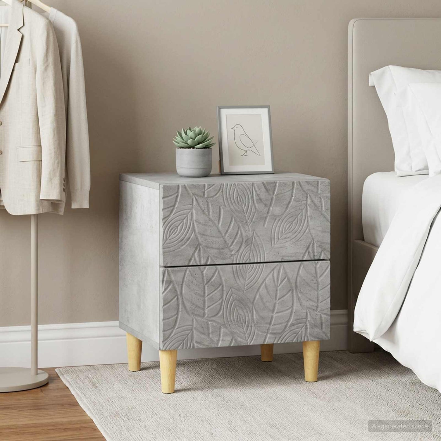 vidaXL Κομοδίνο 2 τμχ. Γκρι Σκυροδέματος 43 x 34,5 x 48 εκ