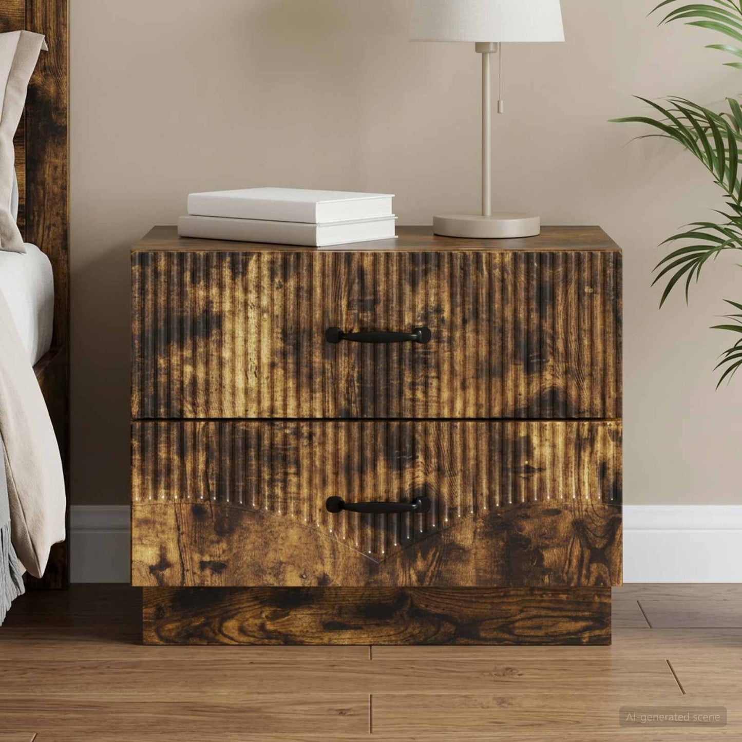 vidaXL Κομοδίνο Καπνισμένο Ξύλο Δρυός 62 x 34,5 x 44,5 εκ