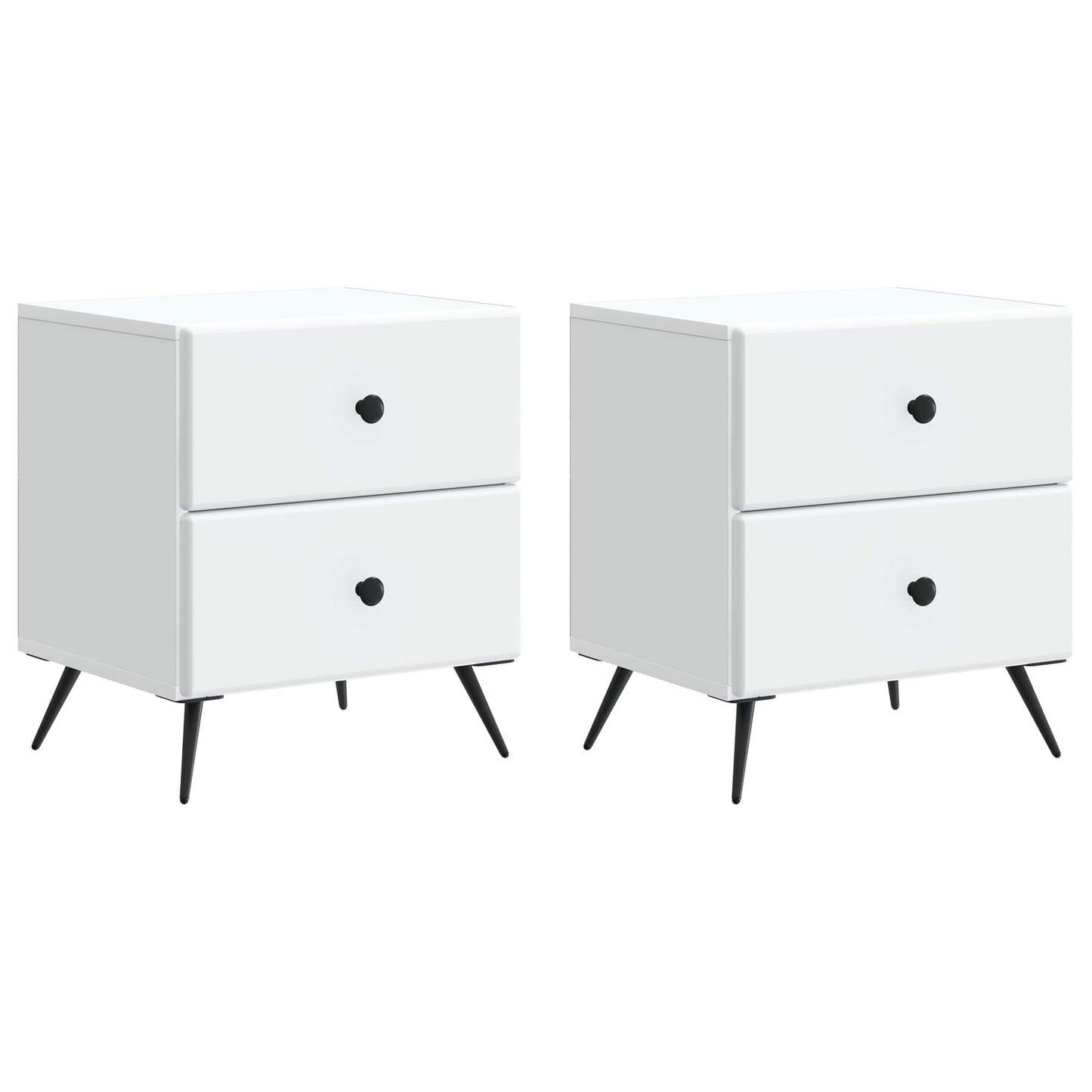 vidaXL Κομοδίνο 2 τεμ. Λευκό 43 x 34,5 x 47,5 εκ Επεξεργασμένο Ξύλο