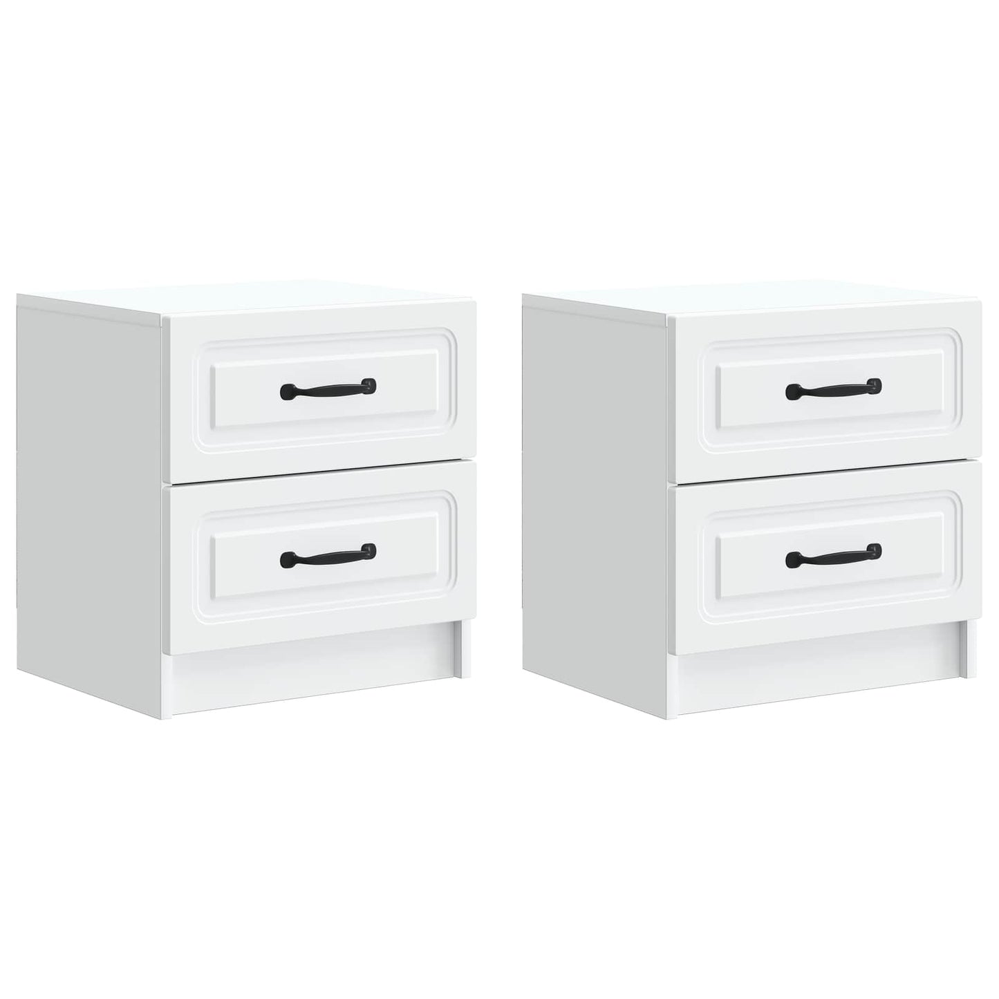 vidaXL Κομοδίνο 2 τεμ. Λευκό 43 x 34,5 x 44,5 εκ Επεξεργασμένο Ξύλο