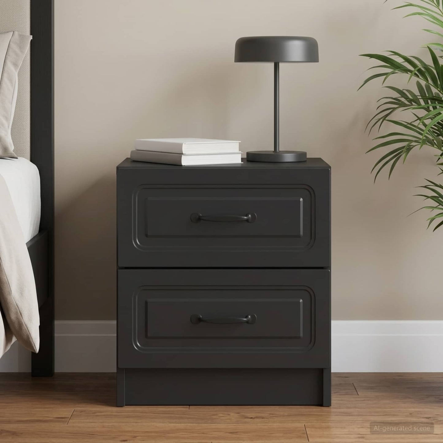 vidaXL Κομοδίνο Μαύρο 43 x 34,5 x 44,5 εκ Επεξεργασμένο Ξύλο