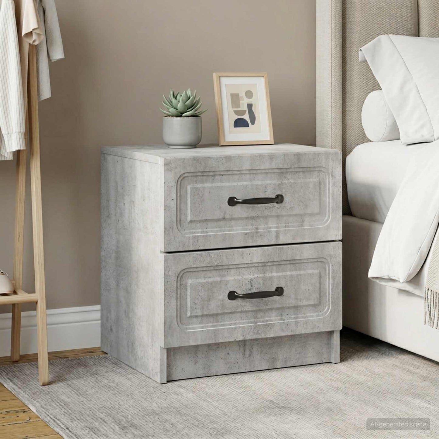vidaXL Κομοδίνο 2 τεμ. Γκρι Σκυροδέματος 43 x 34,5 x 44,5 εκ
