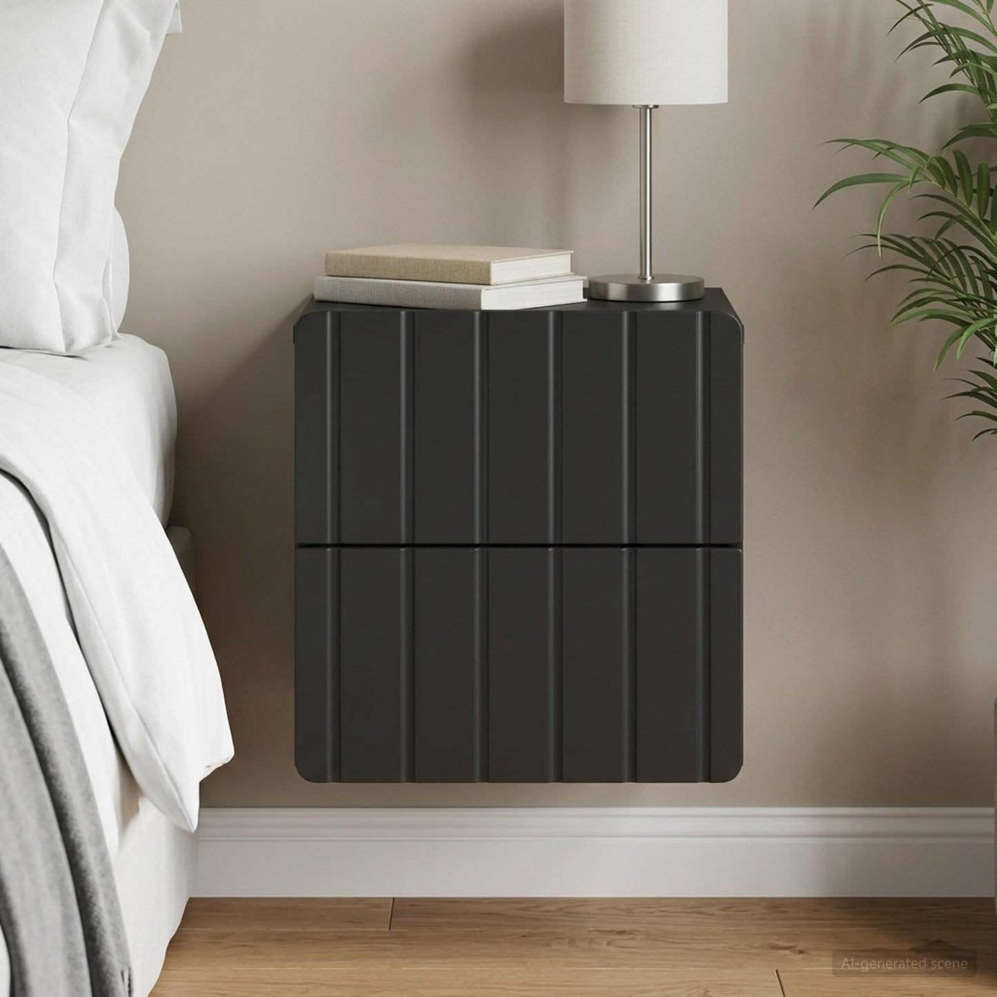 vidaXL Τοίχου Κρεμαστό Κομοδίνο Μαύρο 33 x 34,5 x 43 εκ.