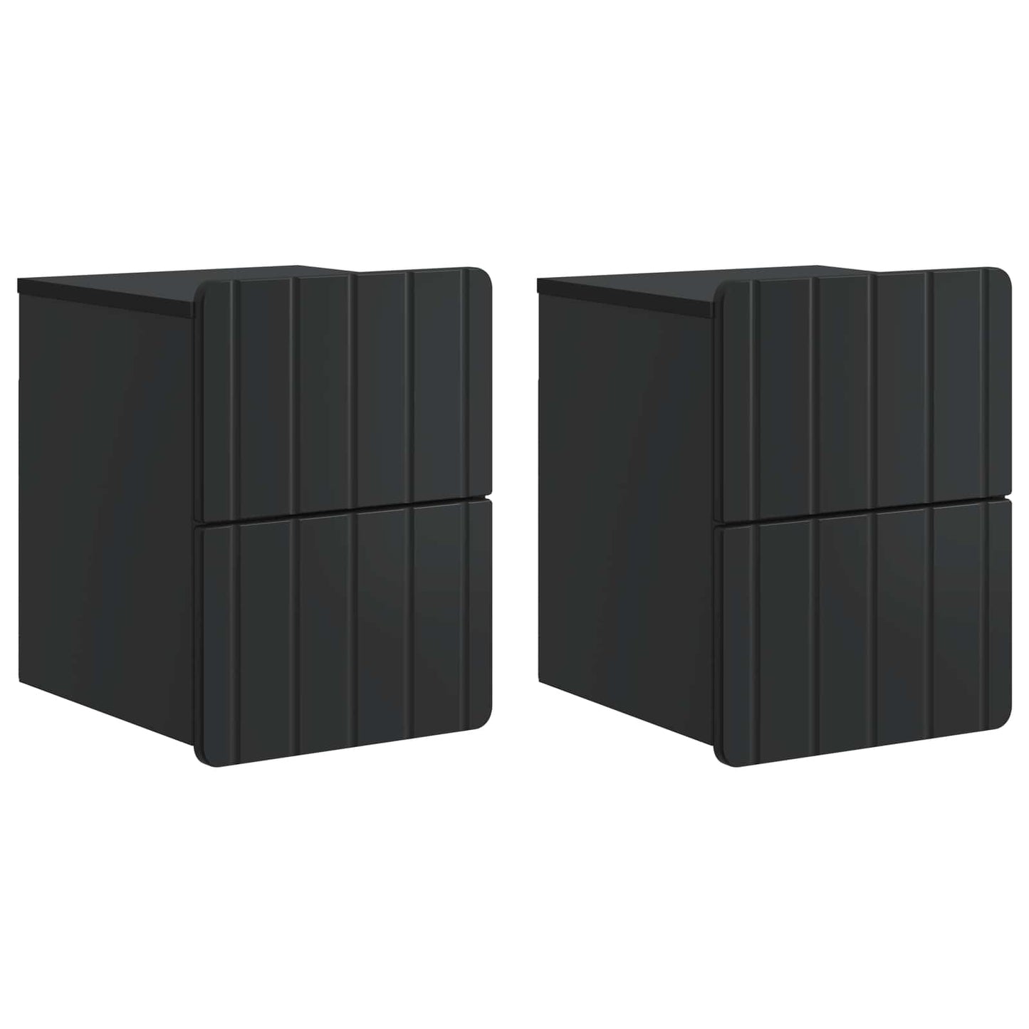 vidaXL Τοίχου Κρεμαστό Κομοδίνο 2 τεμ. Μαύρο 33 x 34,5 x 43 εκ.