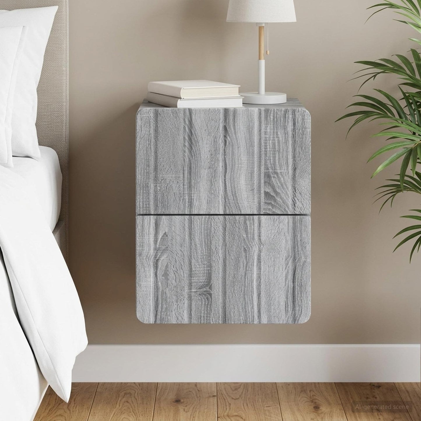 vidaXL Τοίχου Κρεμαστό Κομοδίνο Γκρι Sonoma 33 x 34,5 x 43 εκ.