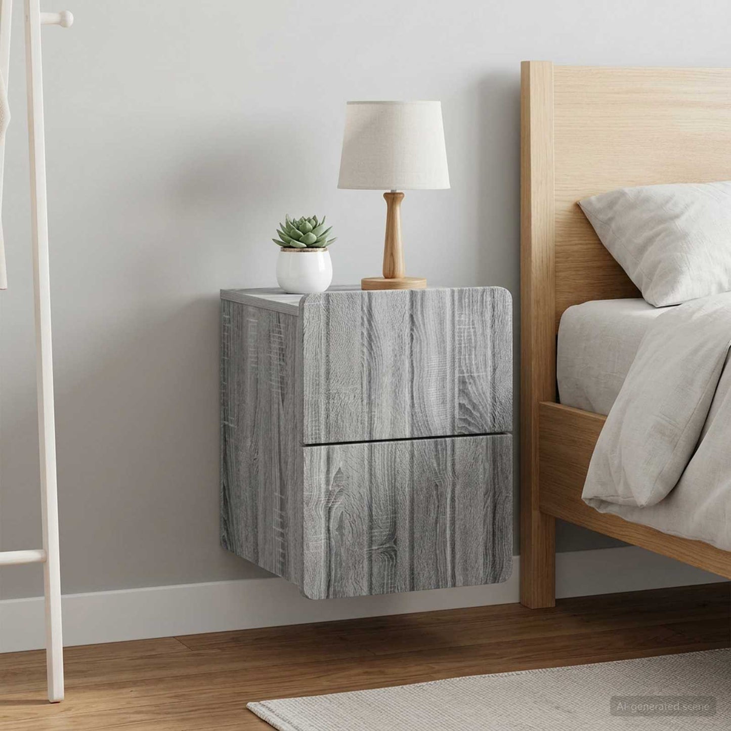 vidaXL Τοίχου Κρεμαστό Κομοδίνο 2 τεμ. Γκρι Sonoma 33 x 34,5 x 43 εκ.