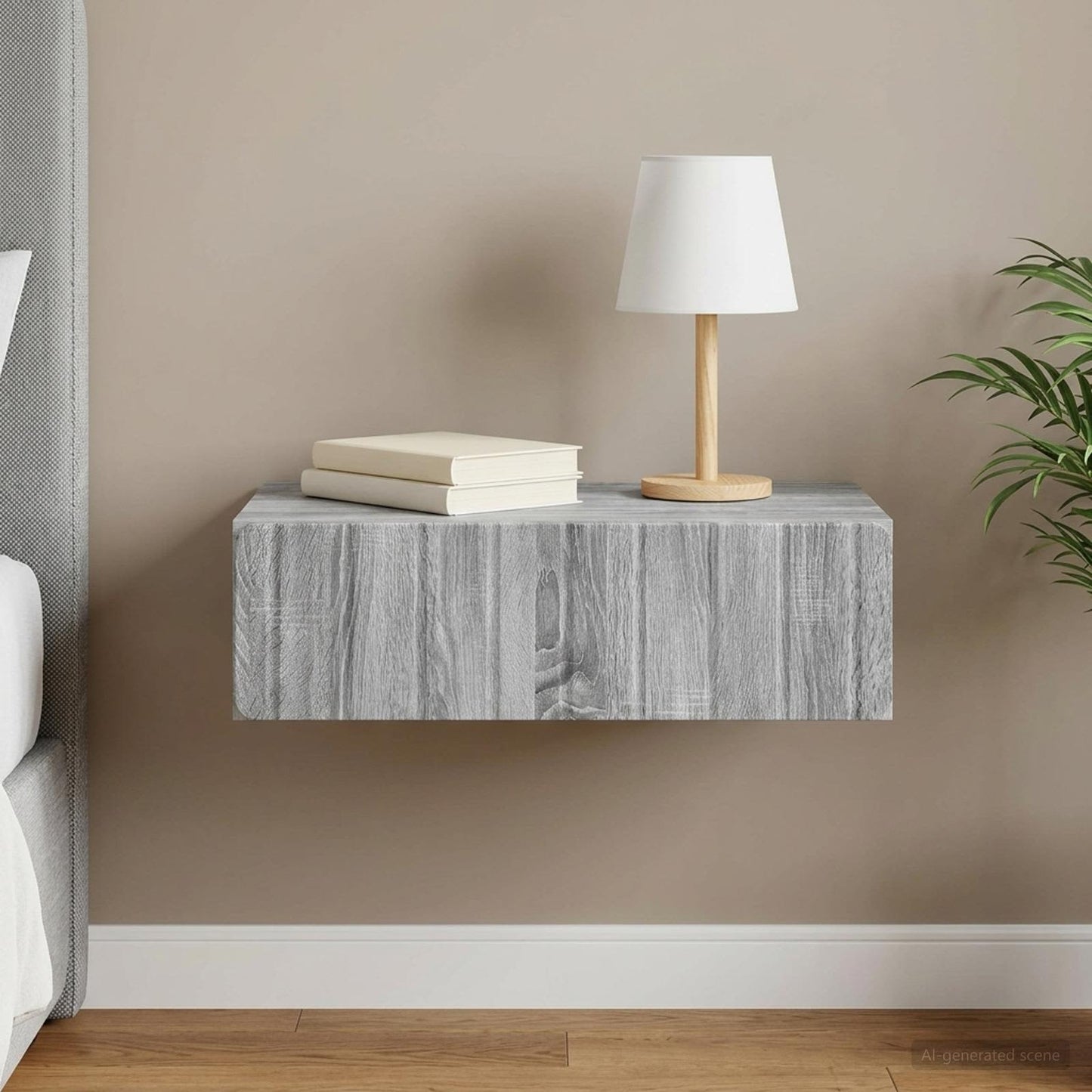 vidaXL Τραπεζάκι Τοίχου Γκρι Sonoma 59 x 34,5 x 17 εκ.
