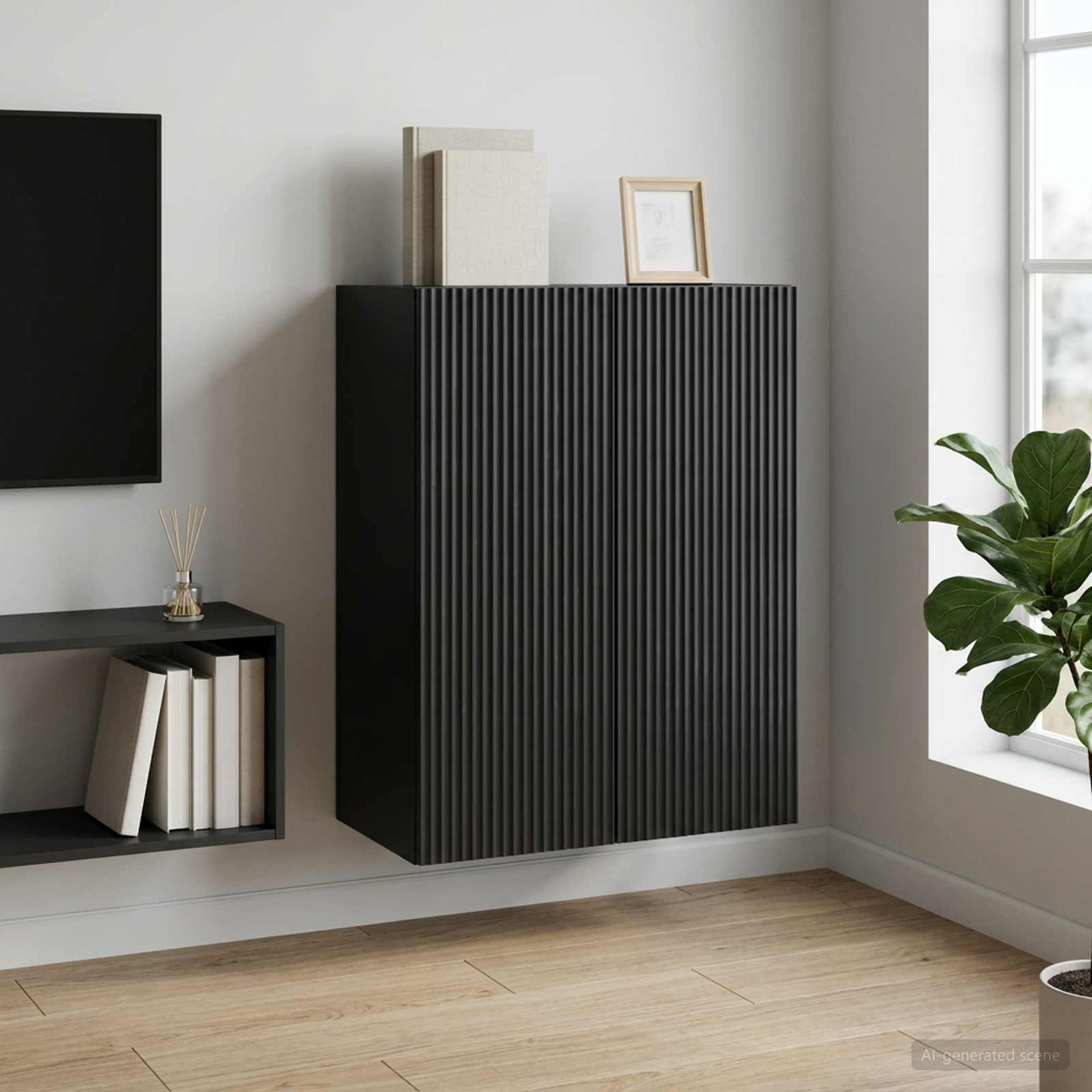 vidaXL Τοίχου Ντουλάπα 66 x 34,5 x 90 εκ Επεξεργασμένο Ξύλο Μαύρο