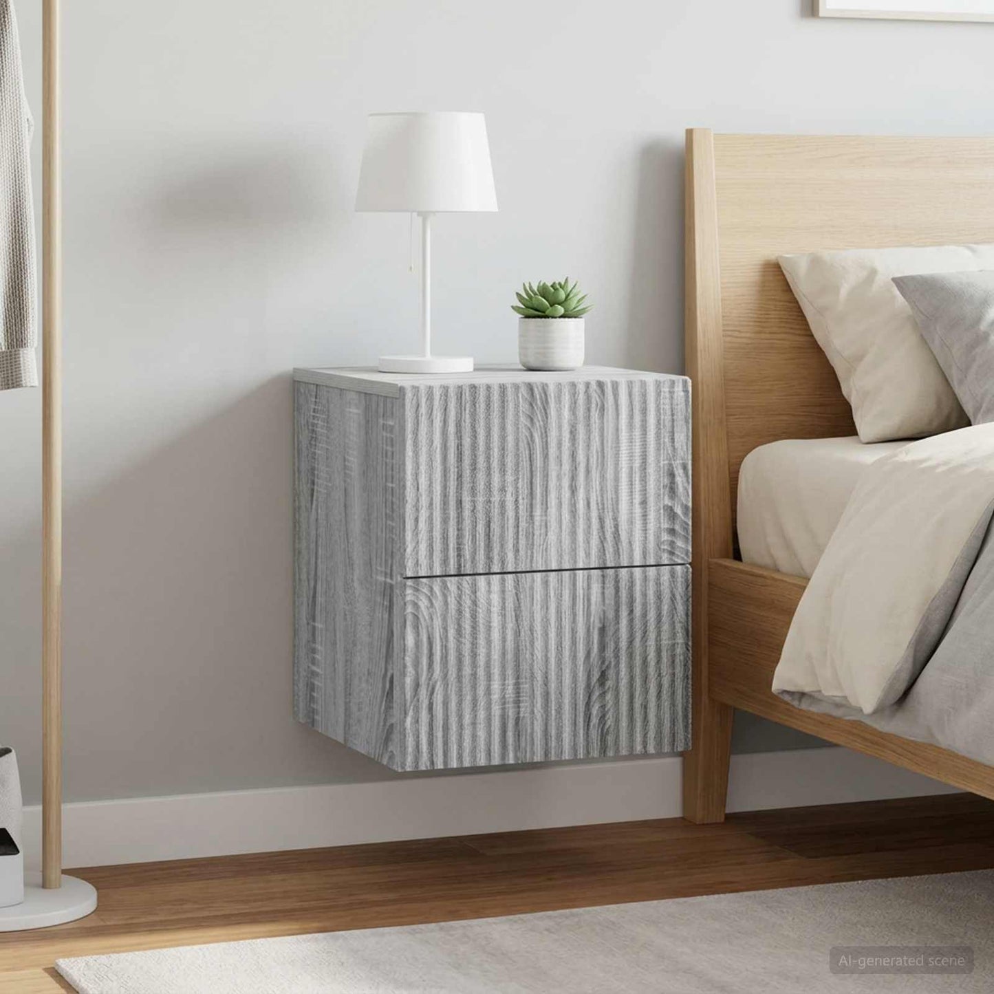 vidaXL Τοίχου Κρεμαστό Κομοδίνο 2 τεμ. Γκρι Sonoma 33 x 34,5 x 40 εκ