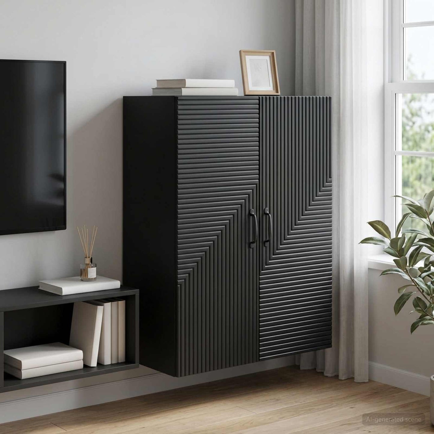 vidaXL Τοίχου Ντουλάπα Μαύρο 66 x 34,5 x 90 εκ Επεξεργασμένο Ξύλο