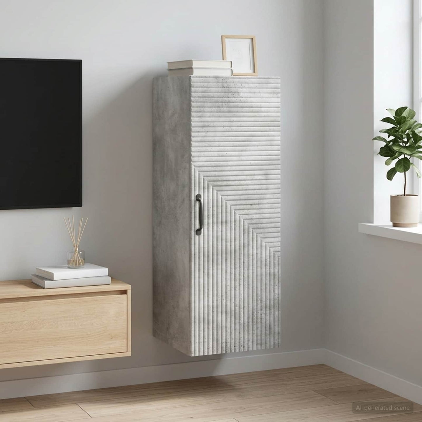 vidaXL Τοίχου Ντουλάπα Γκρι Σκυροδέματος 33 x 34,5 x 90 εκ