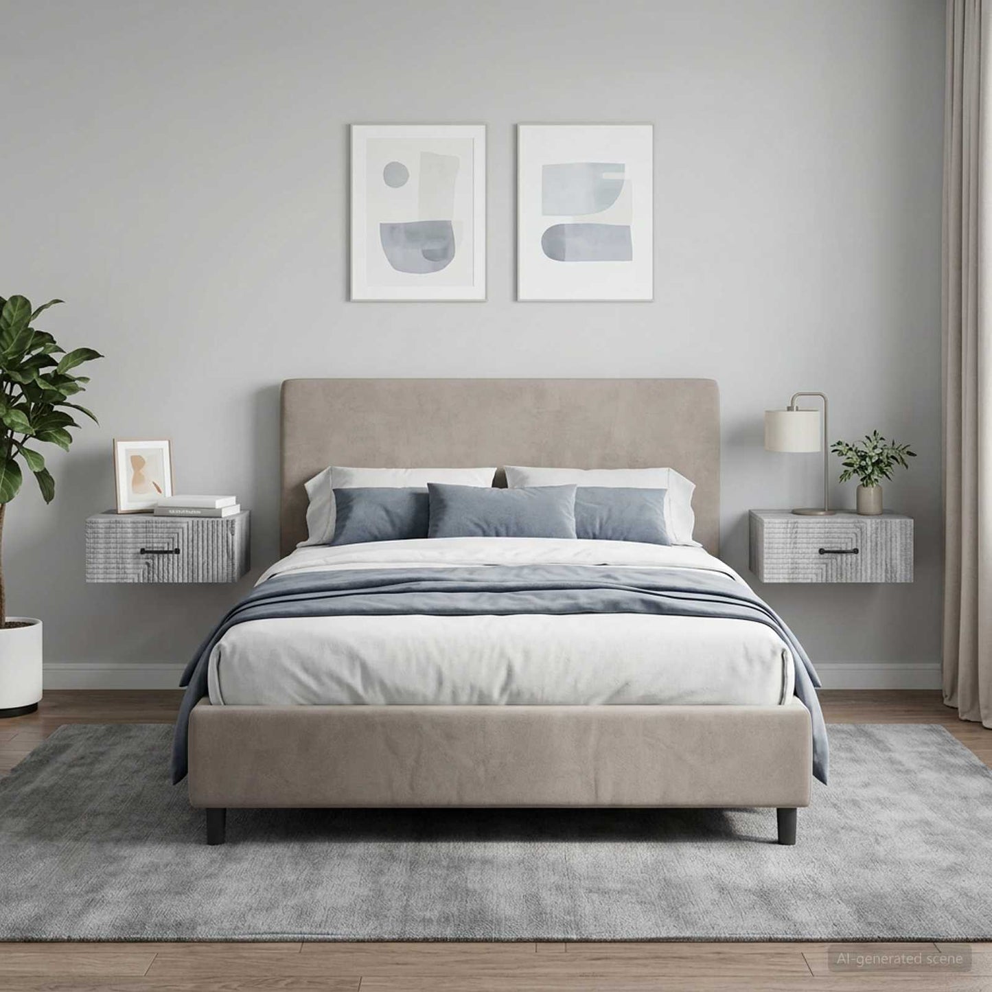 vidaXL Τοίχου Κρεμαστό Κομοδίνο 2 τεμ. Γκρι Sonoma 49 x 34,5 x 20 εκ.