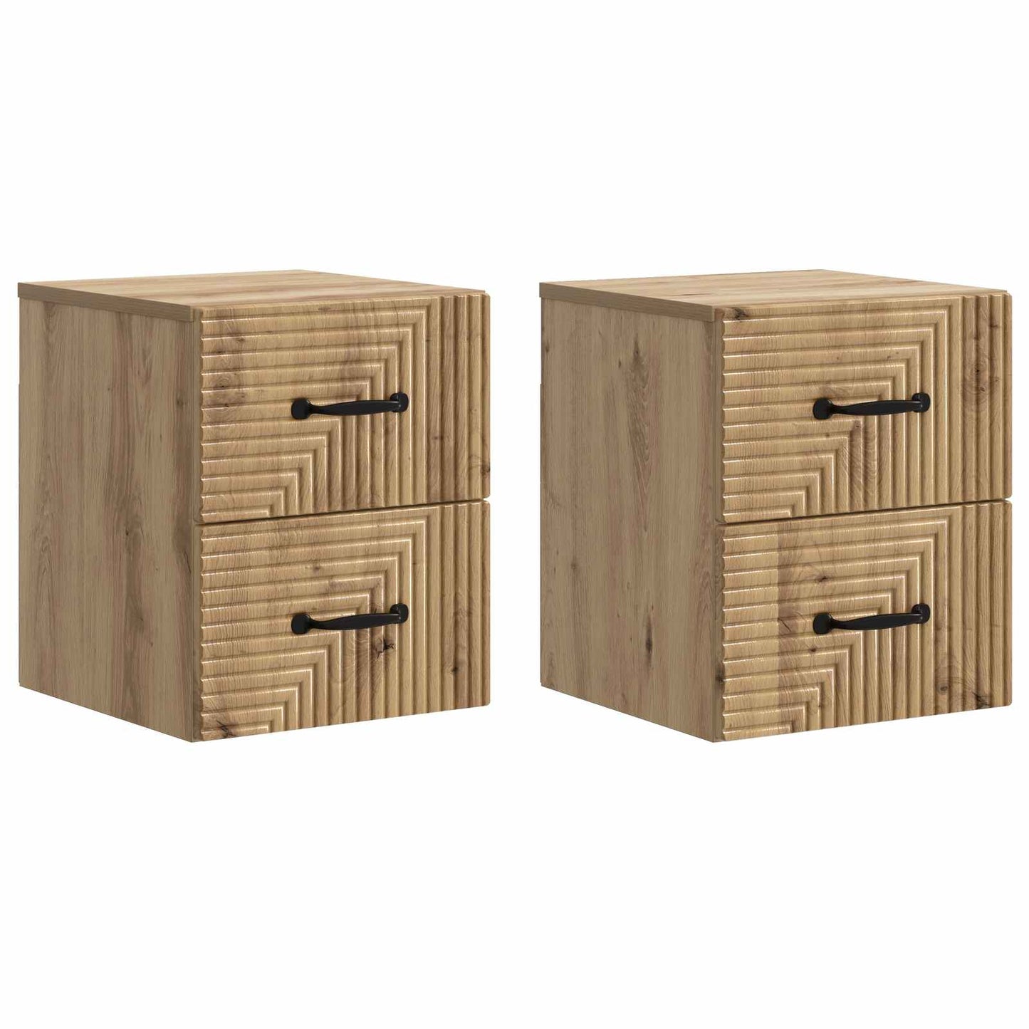 vidaXL Τοίχου Κρεμαστό Κομοδίνο 2 τεμ. Artisan Δρυς 34,5 x 33 x 40 εκ
