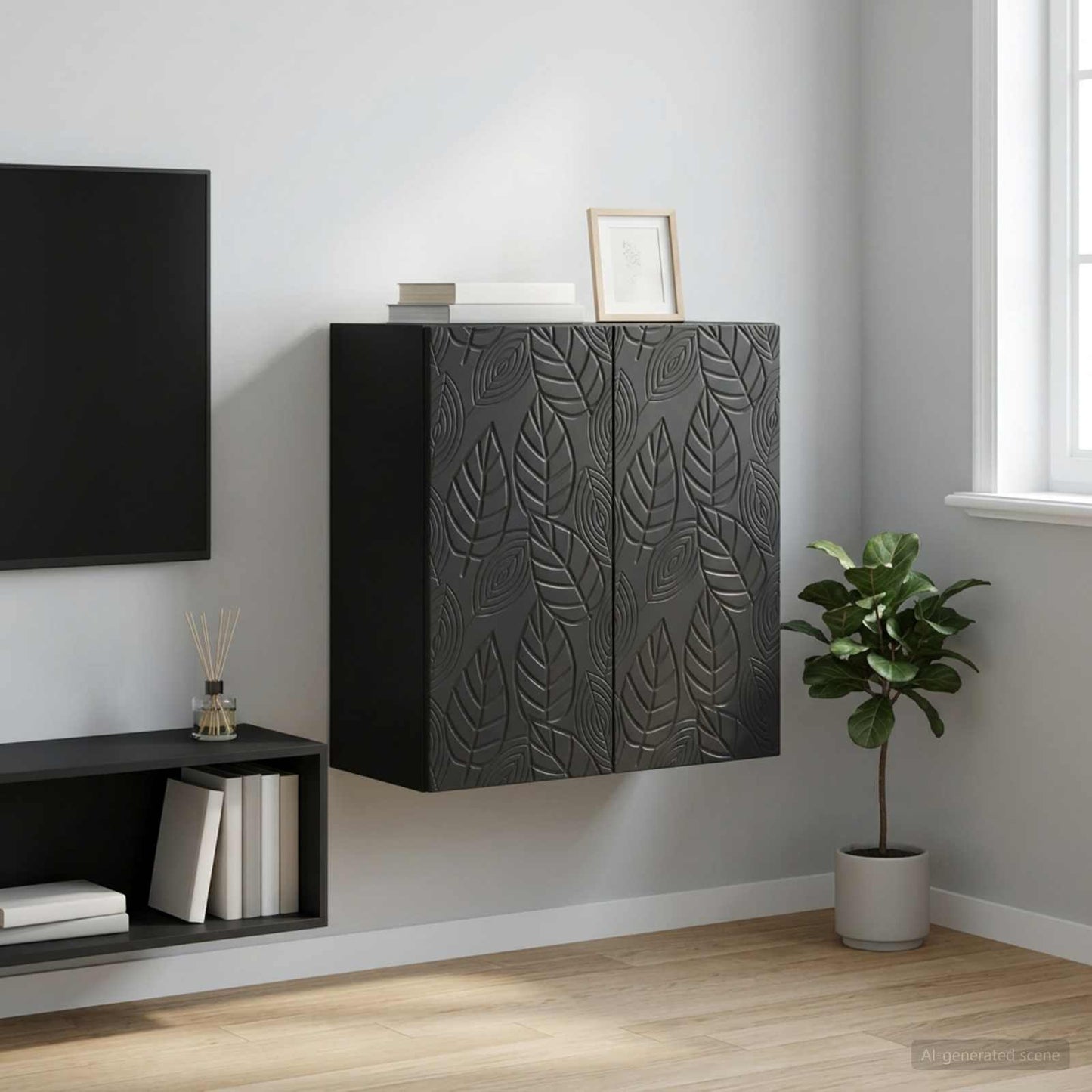 vidaXL Τοίχου Ντουλάπα 59 x 31 x 60 εκ Επεξεργασμένο Ξύλο Μαύρο