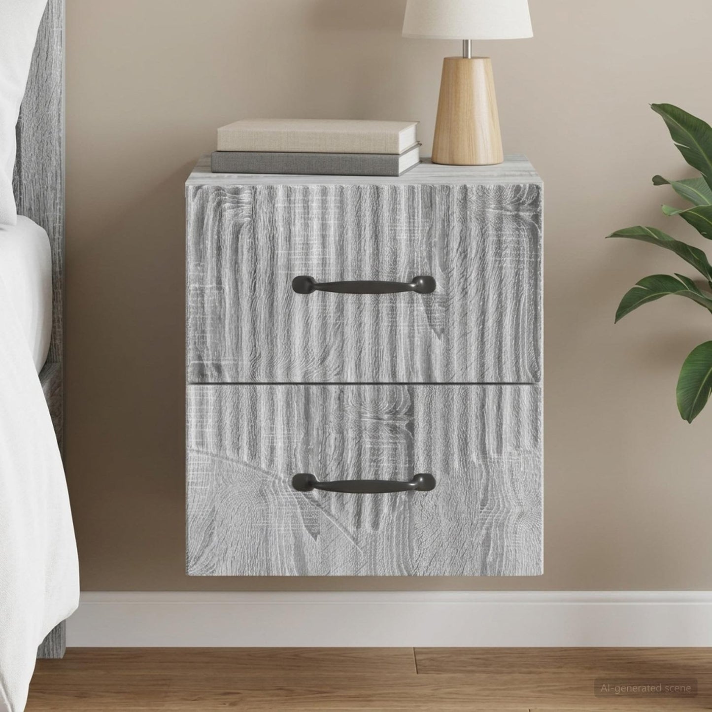 vidaXL Τοίχου Κρεμαστό Κομοδίνο Γκρι Sonoma 34,5 x 33 x 40 εκ