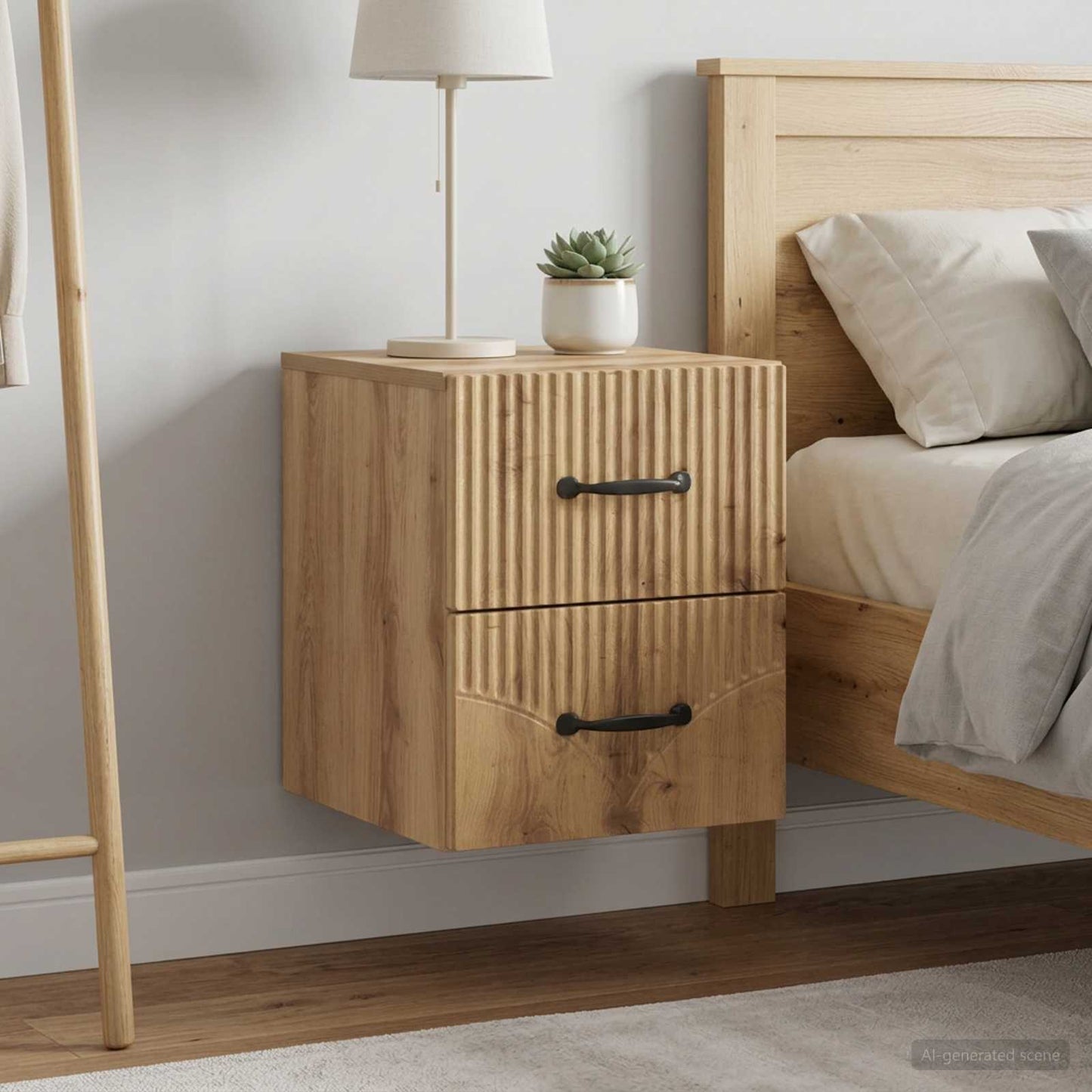 vidaXL Τοίχου Κρεμαστό Κομοδίνο 2 τεμ. Artisan Δρυς 34,5 x 33 x 40 εκ