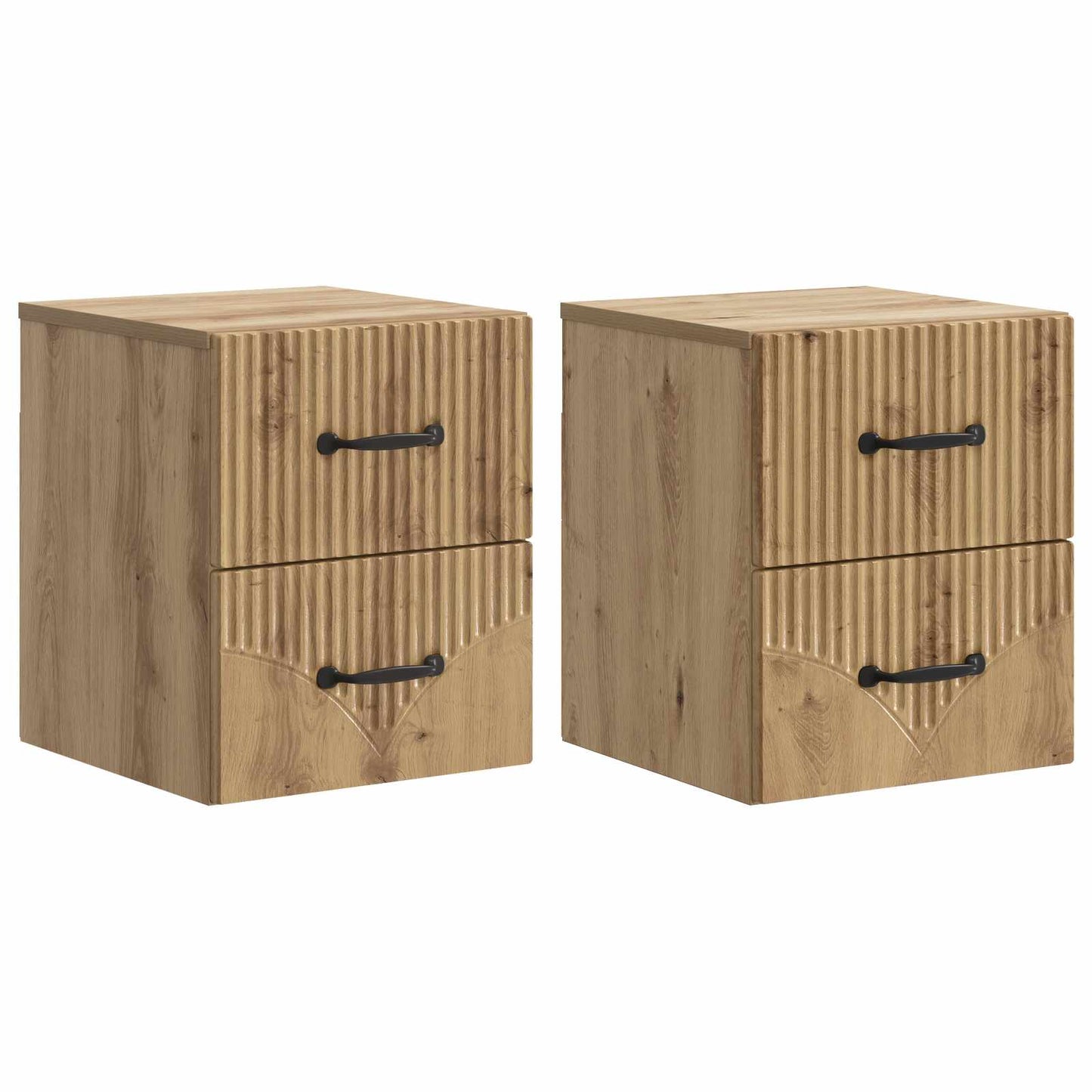 vidaXL Τοίχου Κρεμαστό Κομοδίνο 2 τεμ. Artisan Δρυς 34,5 x 33 x 40 εκ