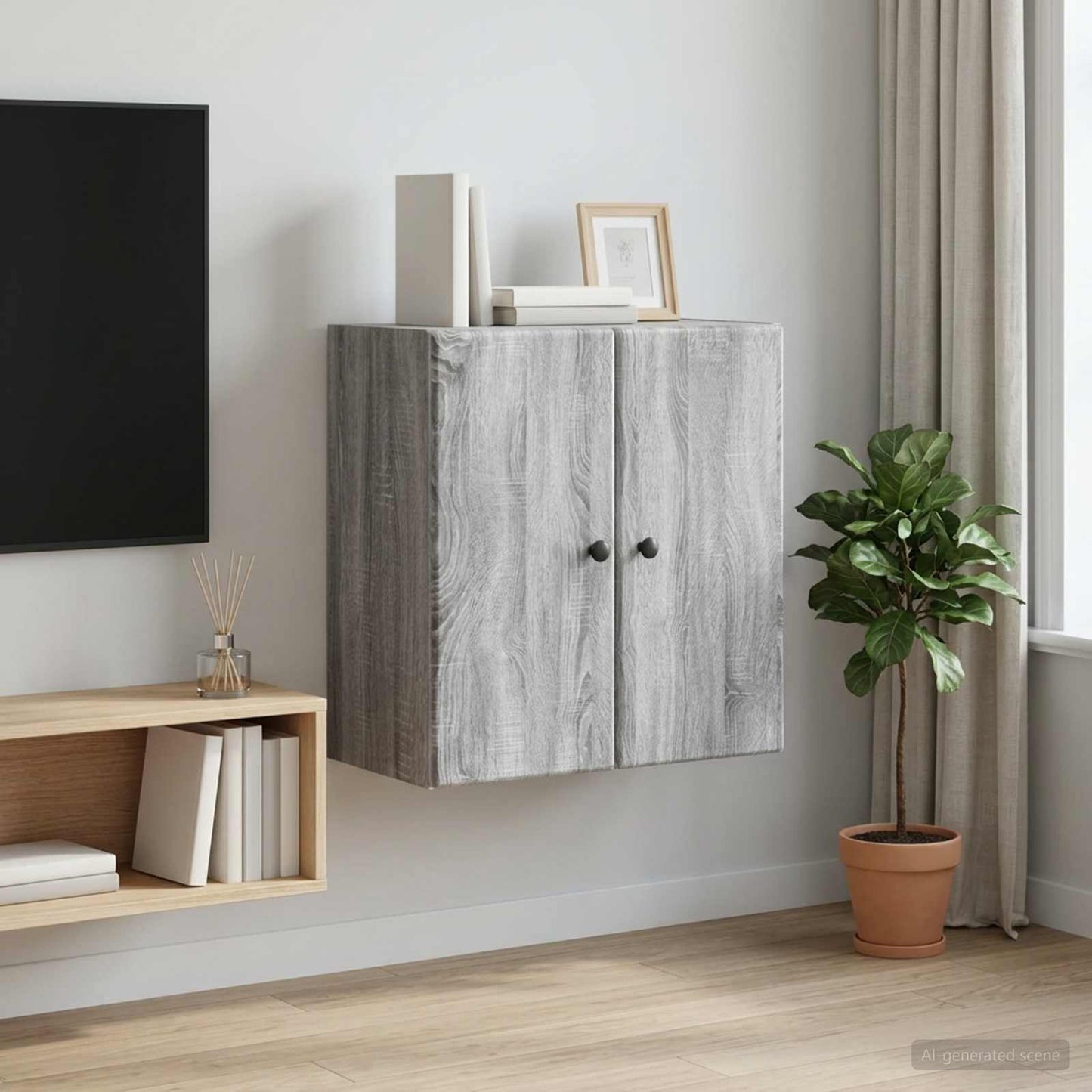 vidaXL Τοίχου Ντουλάπα 59 x 31 x 60 εκ Επεξεργασμένο Ξύλο Γκρι Sonoma