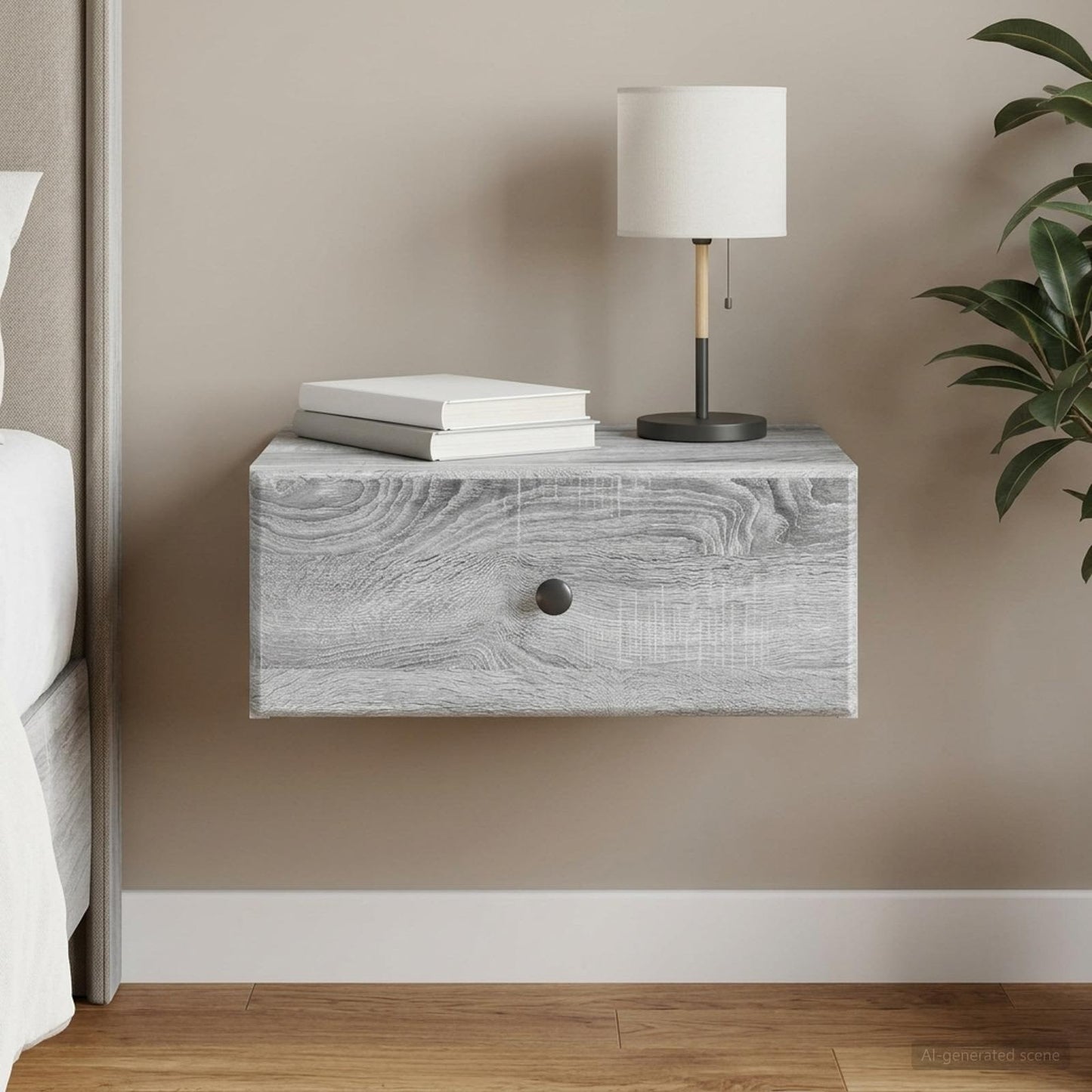 vidaXL Τοίχου Κρεμαστό Κομοδίνο Γκρι Sonoma 49 x 34,5 x 20 εκ.