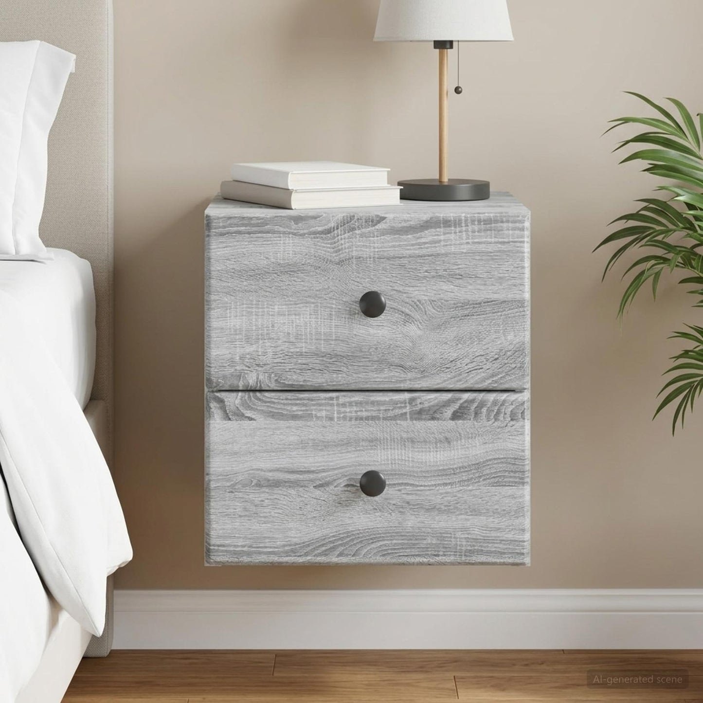 vidaXL Τοίχου Κρεμαστό Κομοδίνο Γκρι Sonoma 34,5 x 33 x 40 εκ