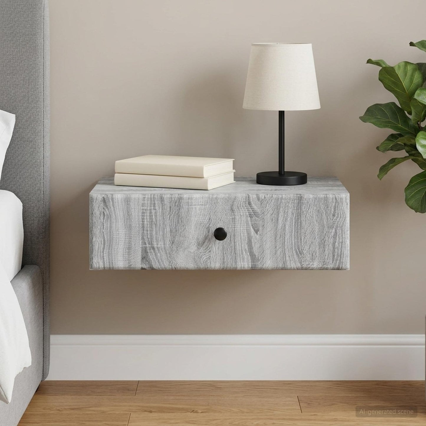 vidaXL Τραπεζάκι Τοίχου Γκρι Sonoma 59 x 34,5 x 17 εκ.