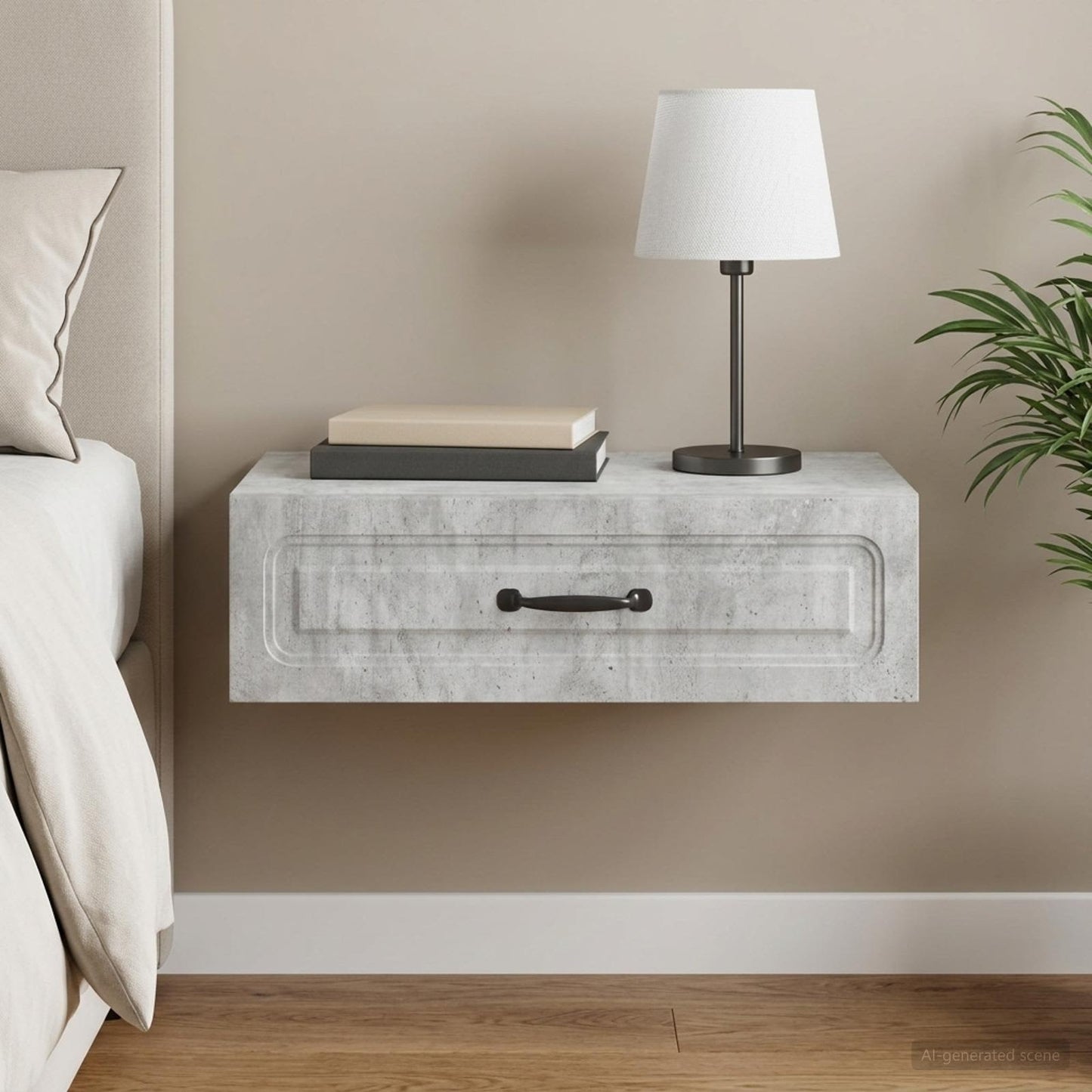 vidaXL Τραπεζάκι Τοίχου Γκρι Σκυροδέματος 59 x 34,5 x 17 εκ.