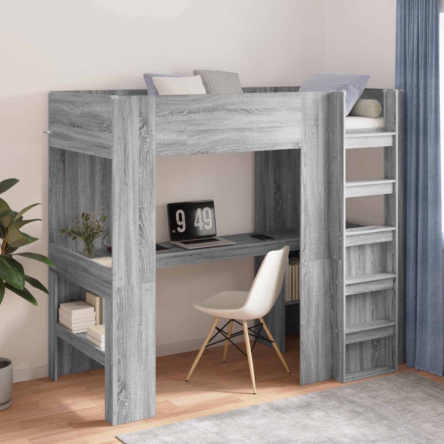 vidaXL Σκελετός κουκέτας με γραφείο Γκρι Sonoma 80 x 200 cm