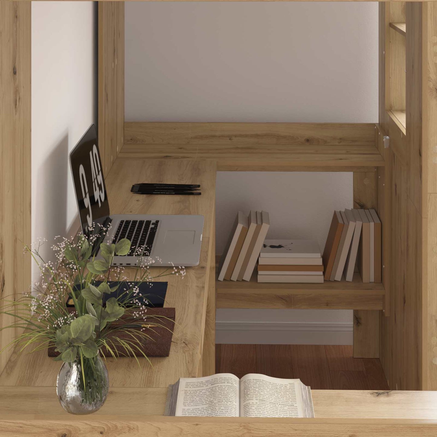 vidaXL Σκελετός κουκέτας με γραφείο με ράφι Artisan Oak 100 x 200 cm