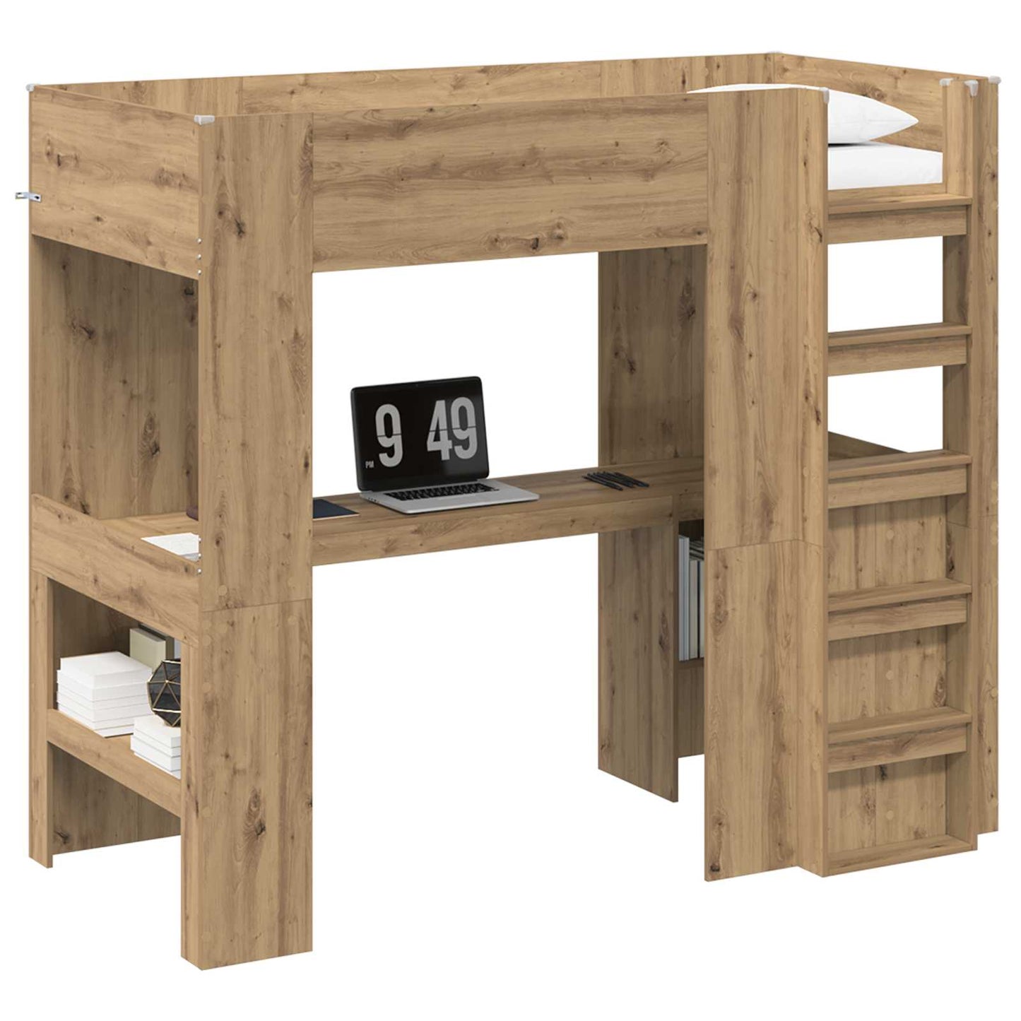vidaXL Σκελετός κουκέτας με γραφείο με ράφι Artisan Oak 100 x 200 cm