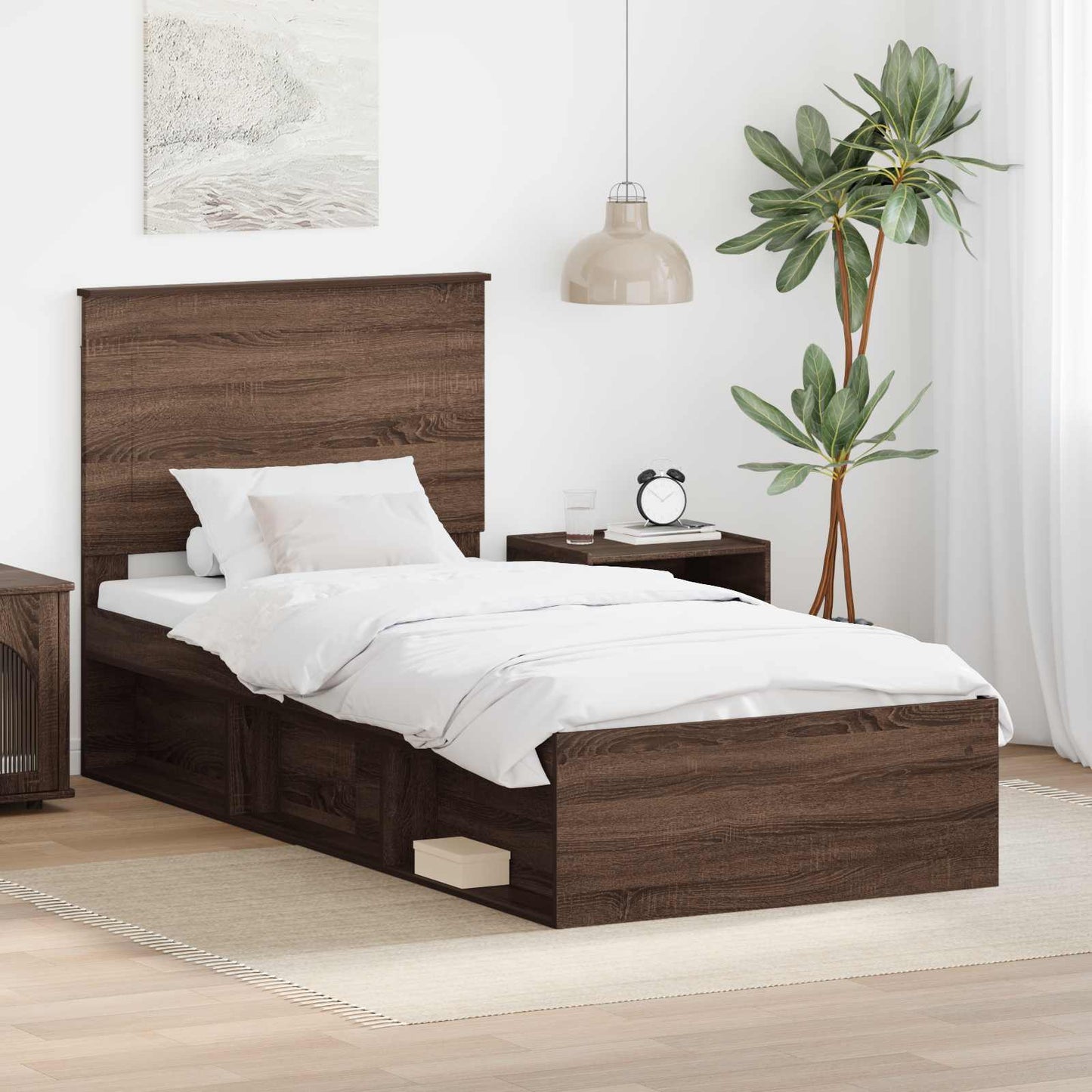 vidaXL Σκελετός Κρεβατιού Καφέ δρυς 75 x 190 cm Στερεά ξυλεία πεύκου