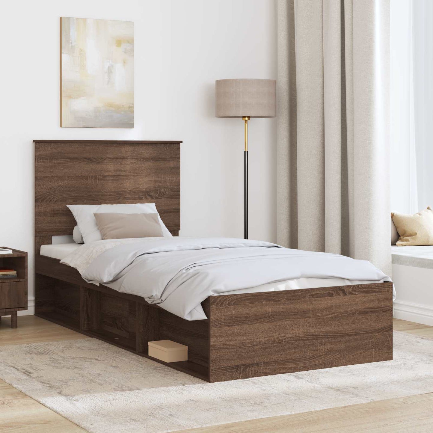 vidaXL Σκελετός Κρεβατιού Καφέ δρυς 75 x 190 cm Στερεά ξυλεία πεύκου