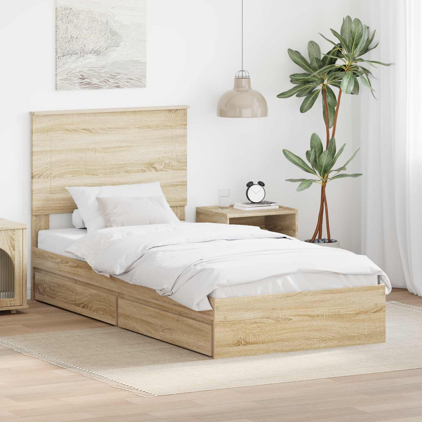 vidaXL Κρεβάτι Αποθήκης Δρύς Sonoma 75 x 190 cm Επεξεργασμένο Ξύλο