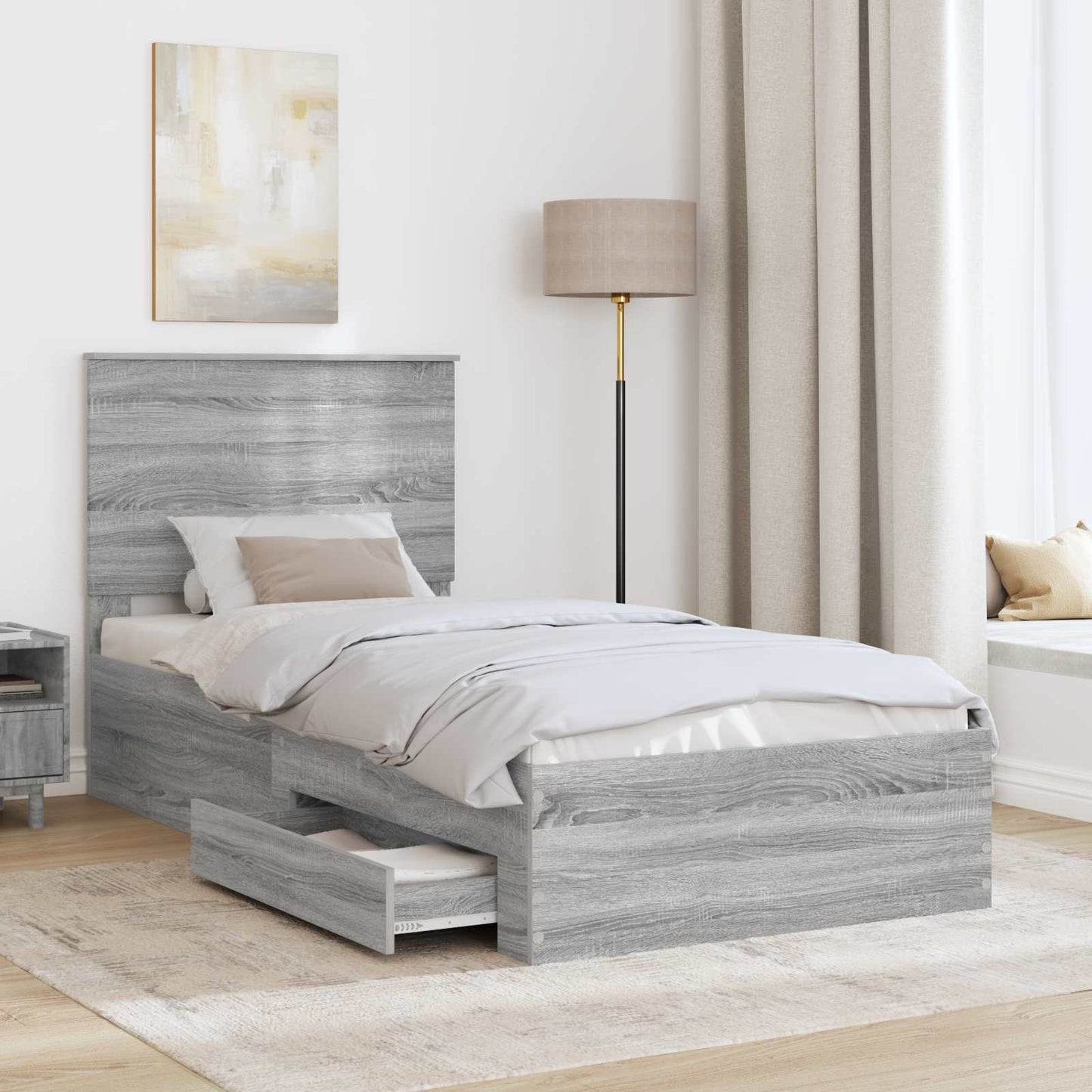 vidaXL Σκελετός Κρεβατιού Γκρι Sonoma 100 x 200 cm Επεξεργασμένο Ξύλο