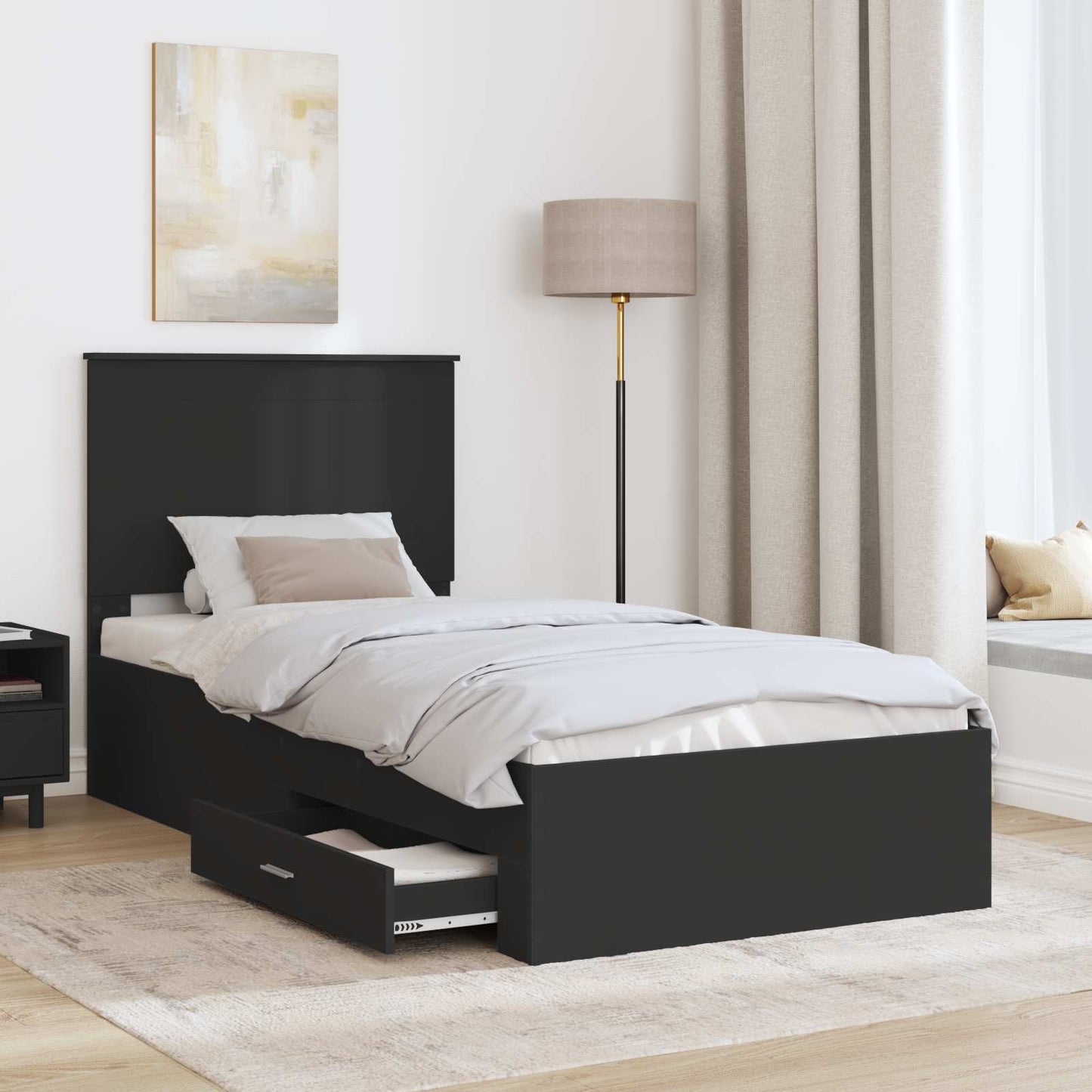 vidaXL Σκελετός Κρεβατιού Μαύρο και Ασημί 75 x 190 cm