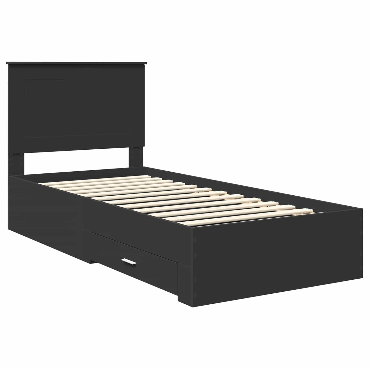 vidaXL Σκελετός Κρεβατιού Μαύρο και Ασημί 75 x 190 cm