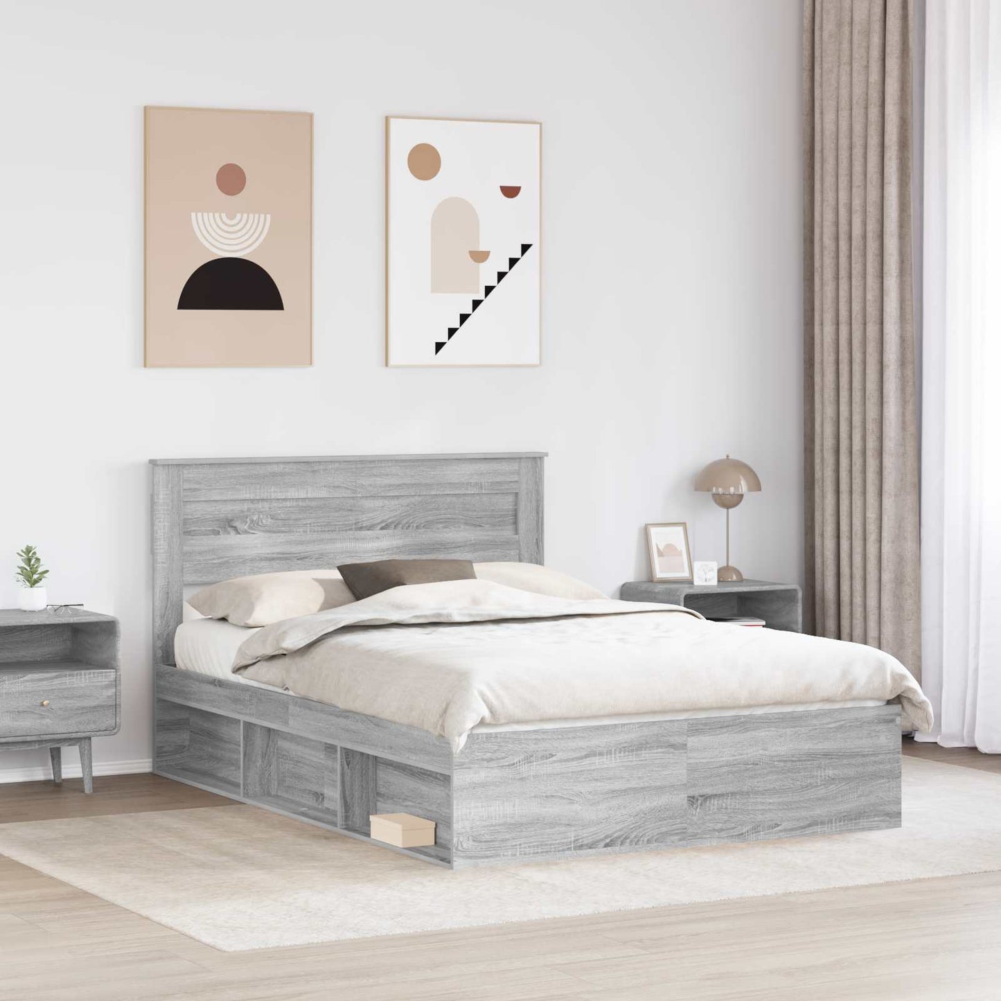 vidaXL Σκελετός Κρεβατιού Γκρι Sonoma 150 x 200 cm Επεξεργασμένο Ξύλο