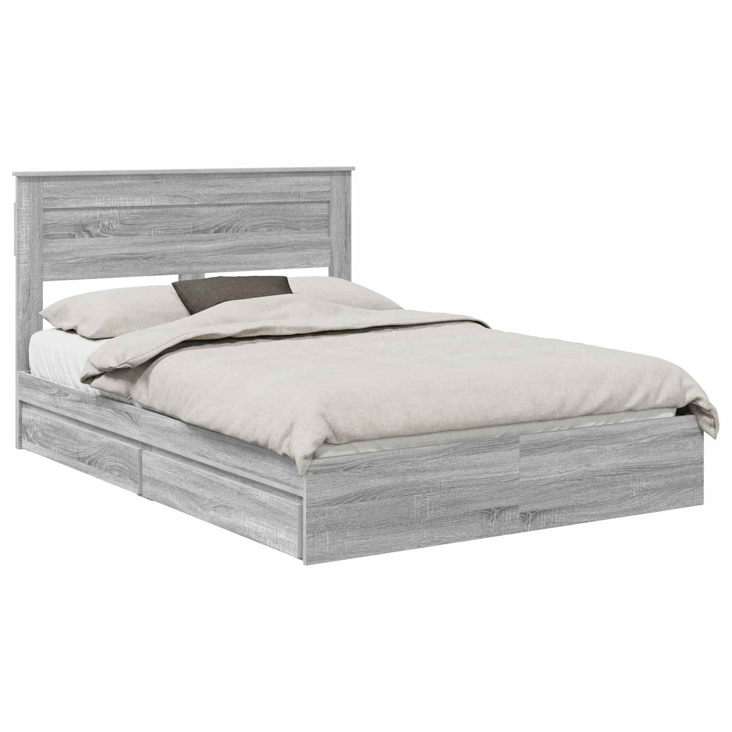 vidaXL Κρεβάτι Αποθήκης Γκρίζο Σονομα 150 x 200 cm Επεξεργασμένο Ξύλο