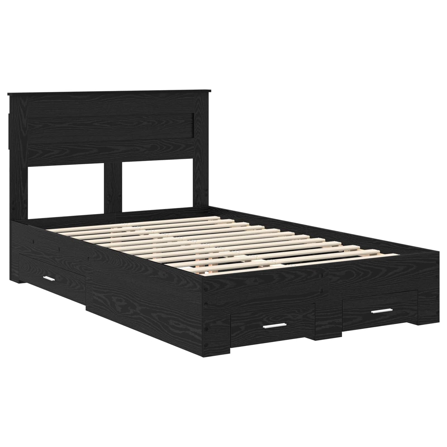 vidaXL Σκελετός Κρεβατιού Μαύρη Οξυά 135 x 190 cm Επεξεργασμένο Ξύλο