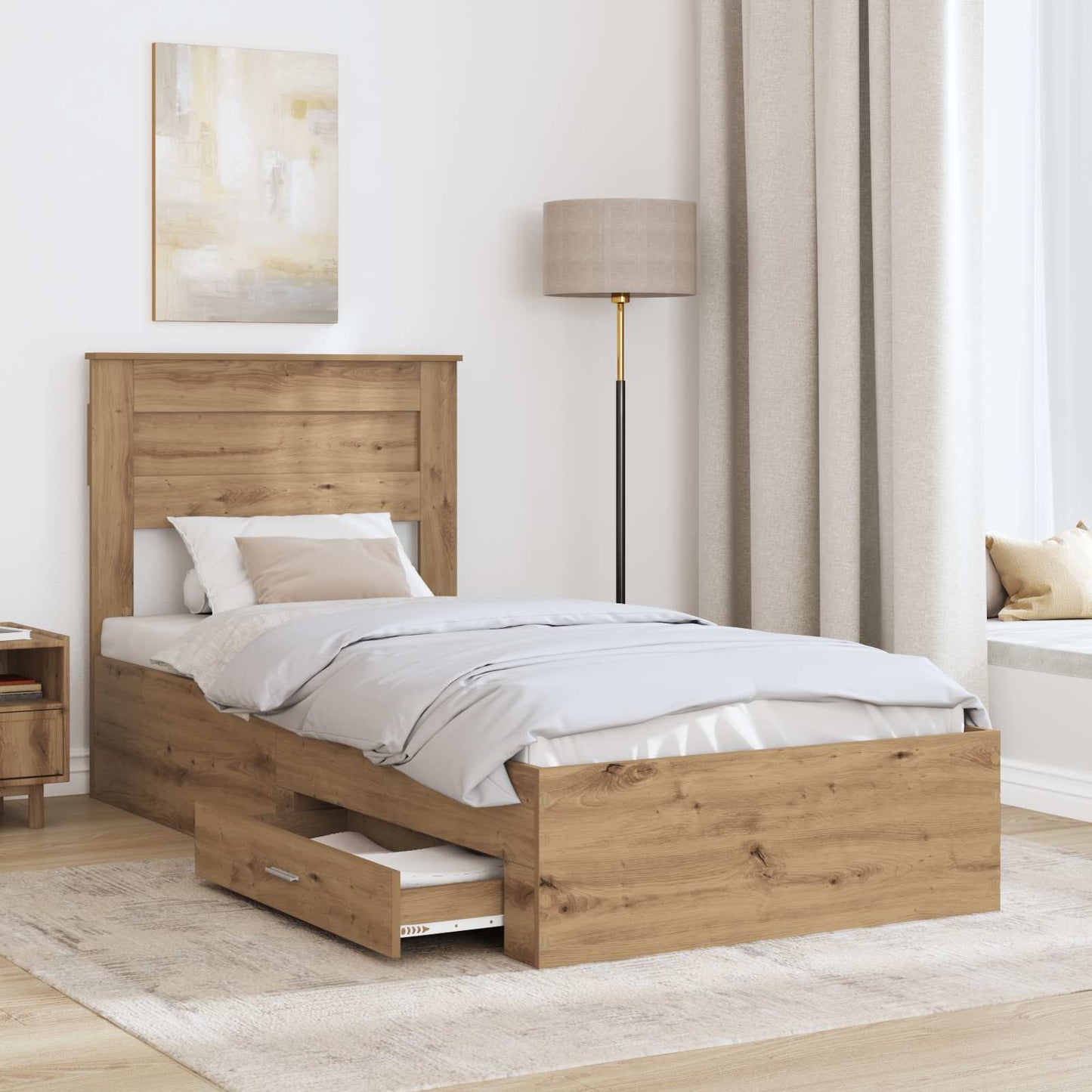 vidaXL Σκελετός Κρεβατιού Artisan Oak 100 x 200 cm Επεξεργασμένο Ξύλο