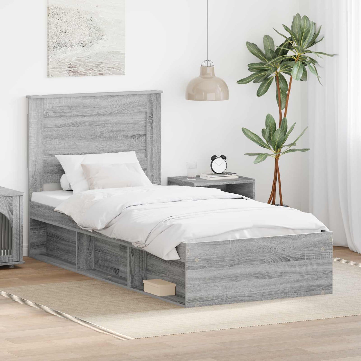 vidaXL Σκελετός Κρεβατιού Γκρι Sonoma 75 x 190 cm Επεξεργασμένο Ξύλο