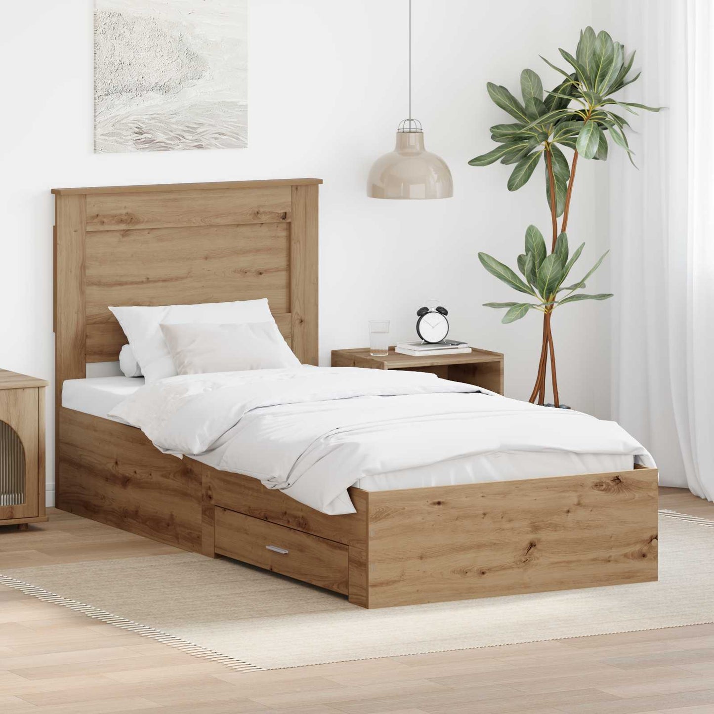 vidaXL Σκελετός Κρεβατιού Artisan Oak 100 x 200 cm Επεξεργασμένο Ξύλο