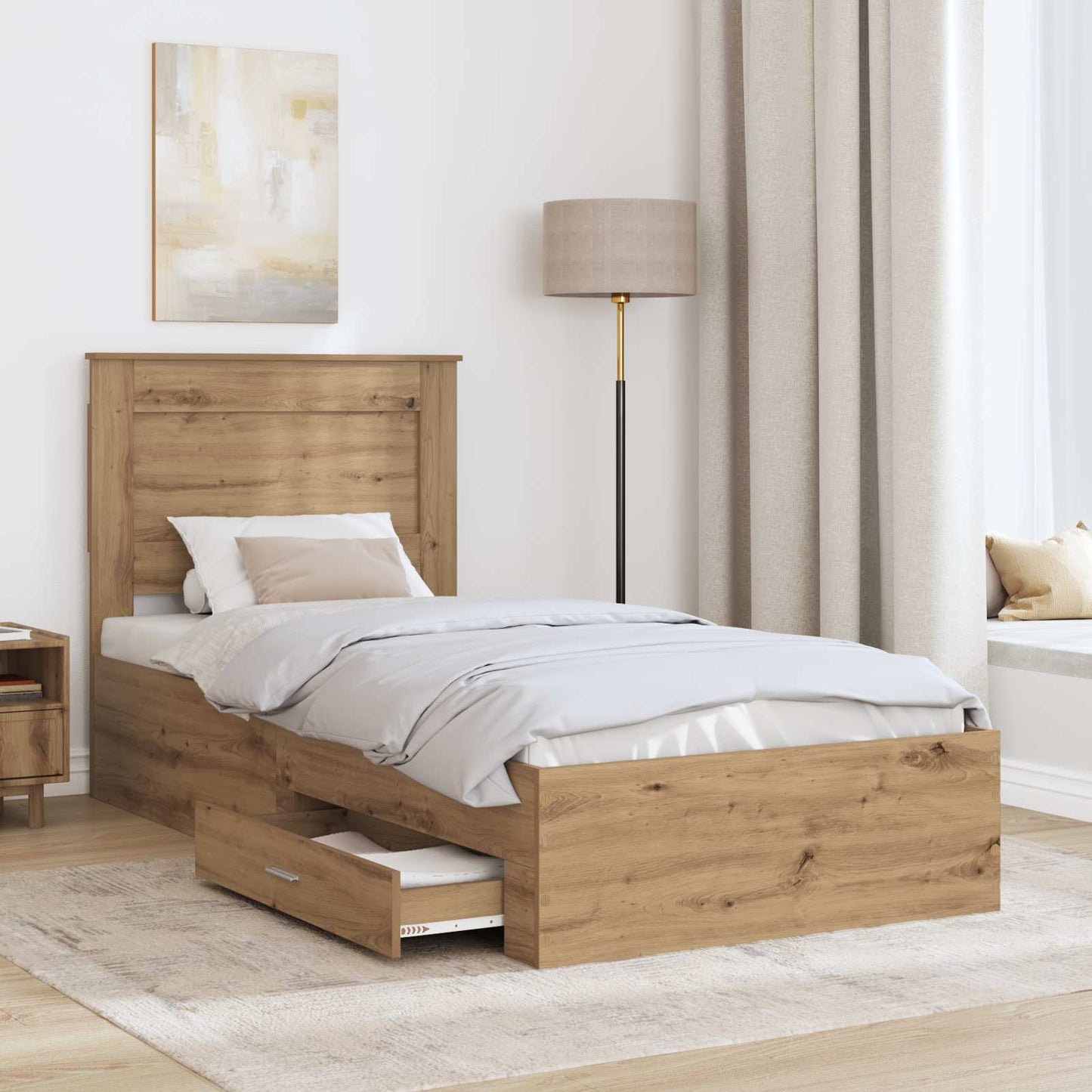 vidaXL Σκελετός Κρεβατιού Artisan Oak 100 x 200 cm Επεξεργασμένο Ξύλο