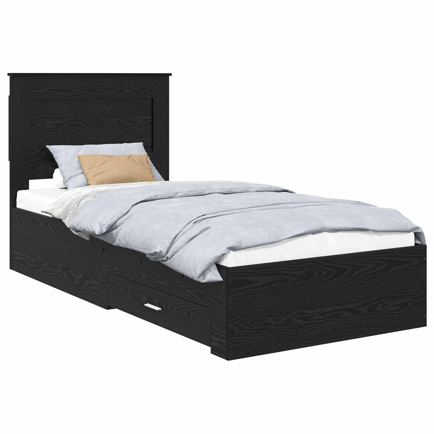 vidaXL Σκελετός Κρεβατιού Μαύρη Οξυά 90 x 190 cm Επεξεργασμένο Ξύλο