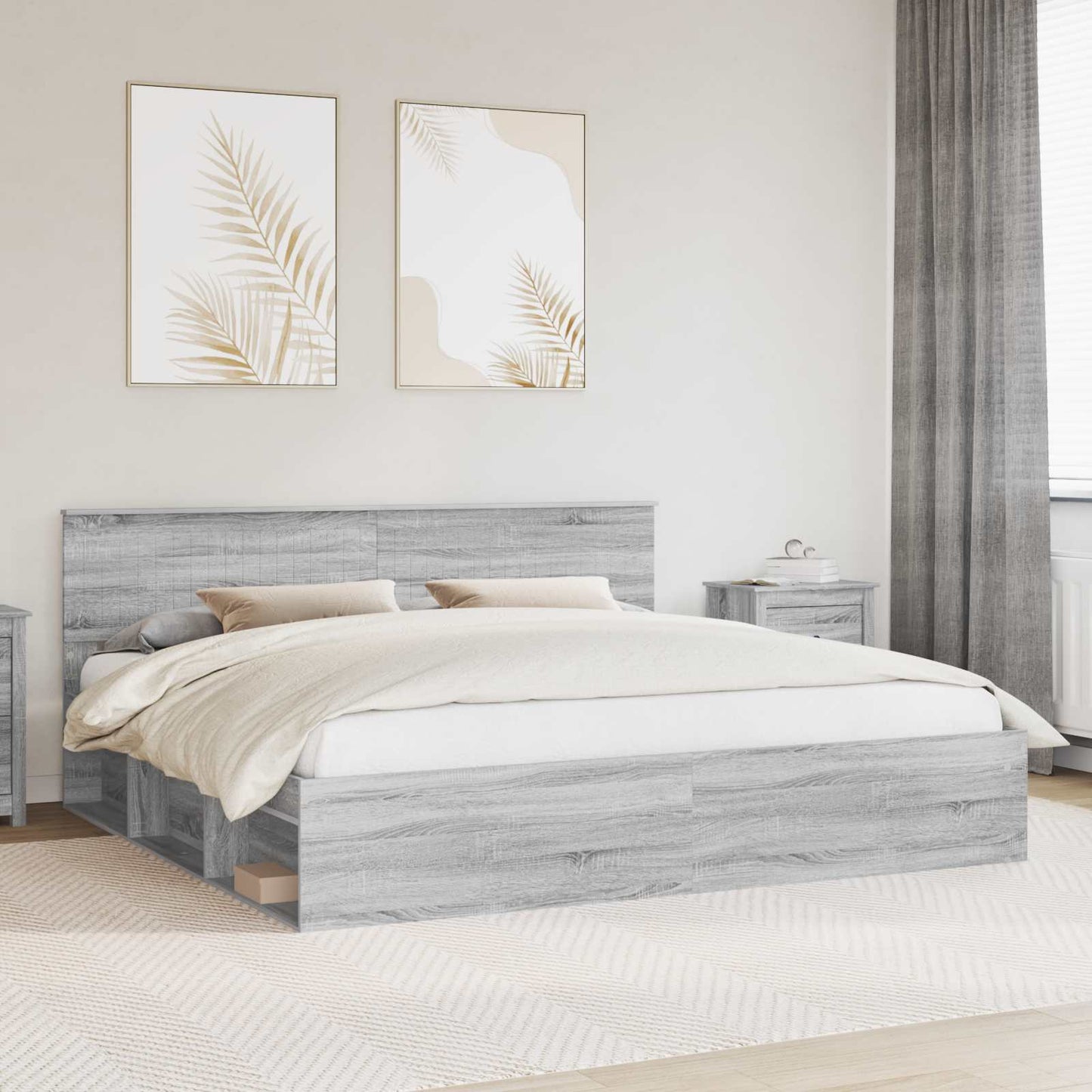 vidaXL Σκελετός Κρεβατιού Γκρι Sonoma 200 x 200 cm