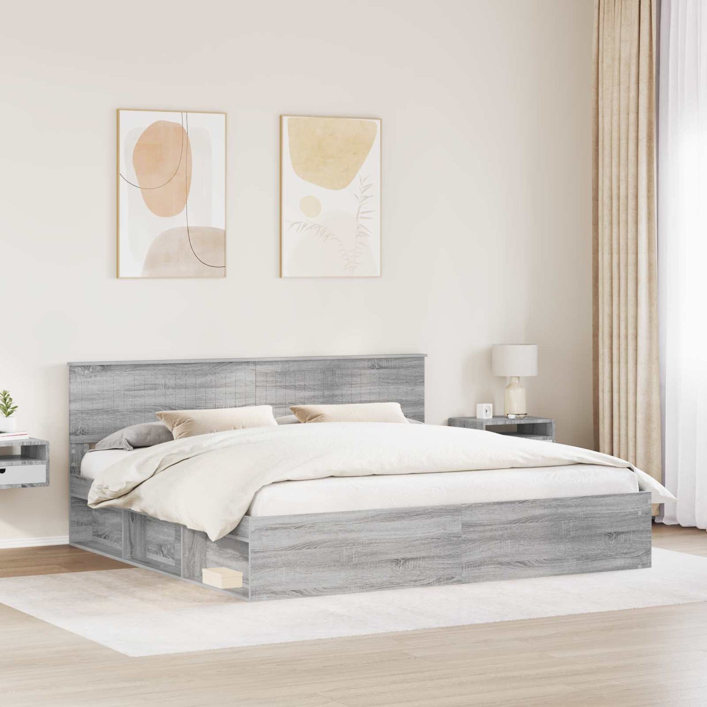 vidaXL Σκελετός Κρεβατιού Γκρι Sonoma 200 x 200 cm
