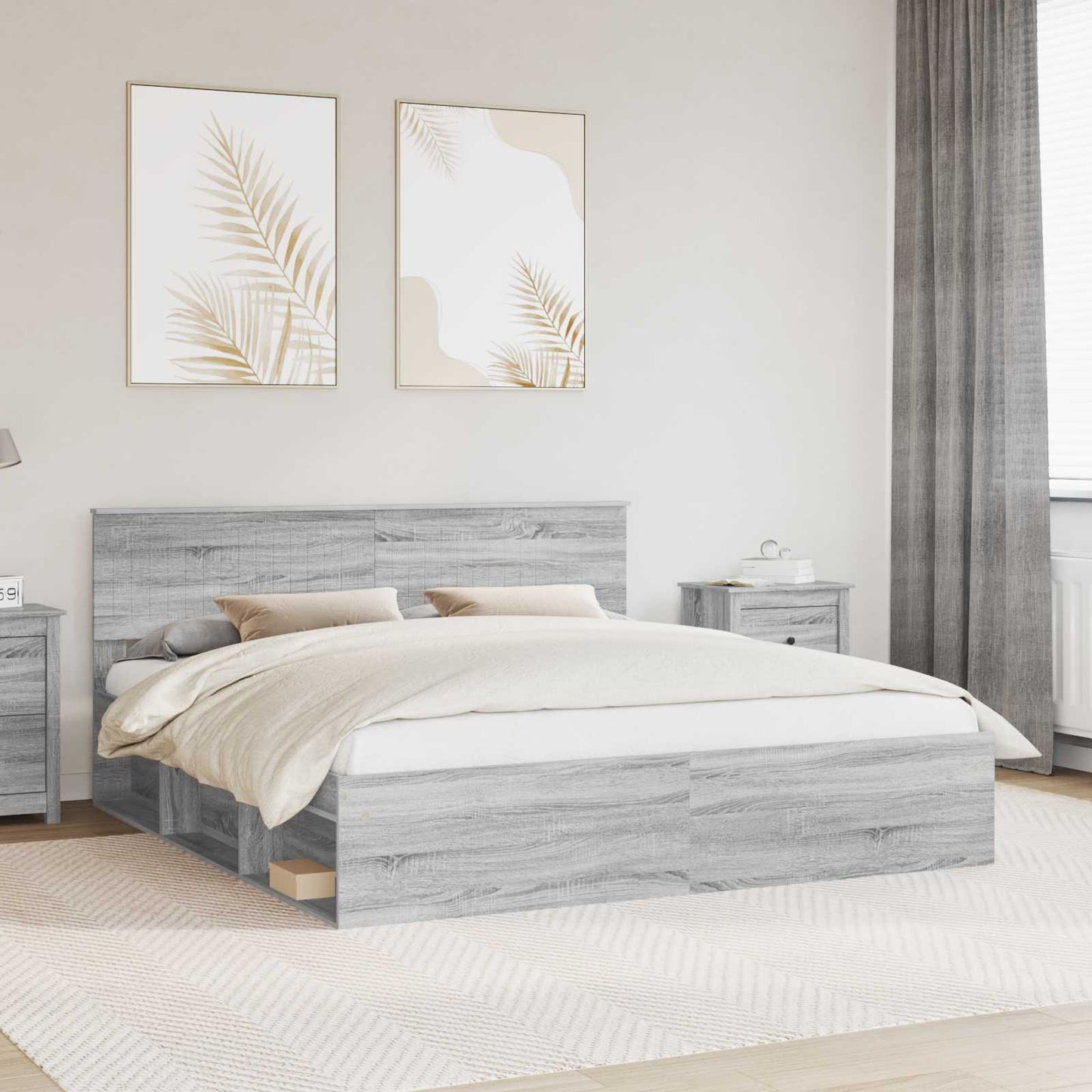 vidaXL Σκελετός Κρεβατιού Γκρι Sonoma 180 x 200 cm